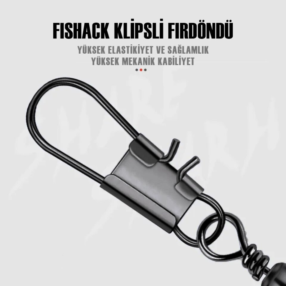 Fishack Paslanmaz Klipsli Fırdöndü Füme No: 3 12'li