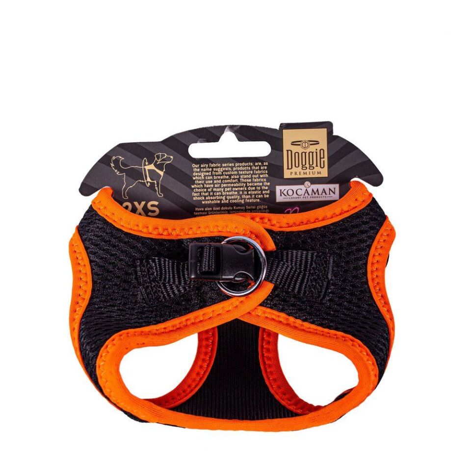 Doggie Havalı Dokuma Neon Küçük Irk Göğüs Tasması Turuncu 26-30 cm (ANG-2XS)