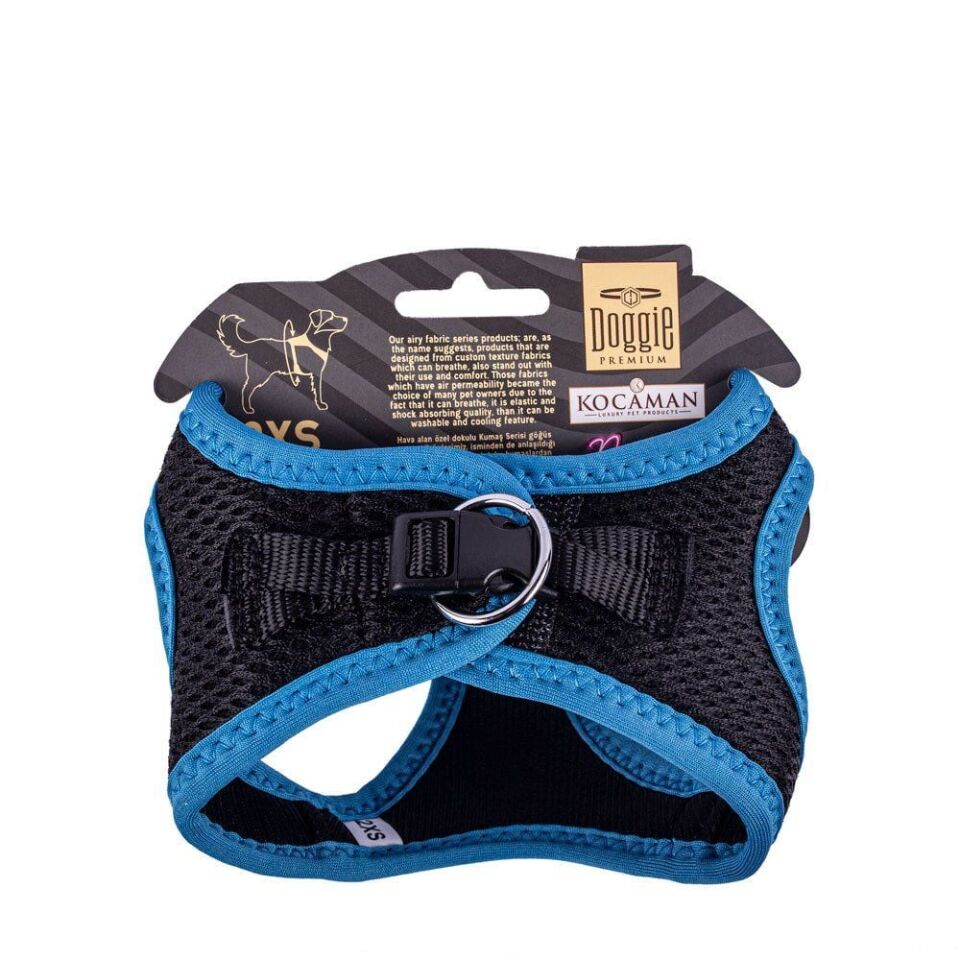 Doggie Havalı Dokuma Neon Küçük Irk Göğüs Tasması Mavi 26-30 cm (ANG-2XS)