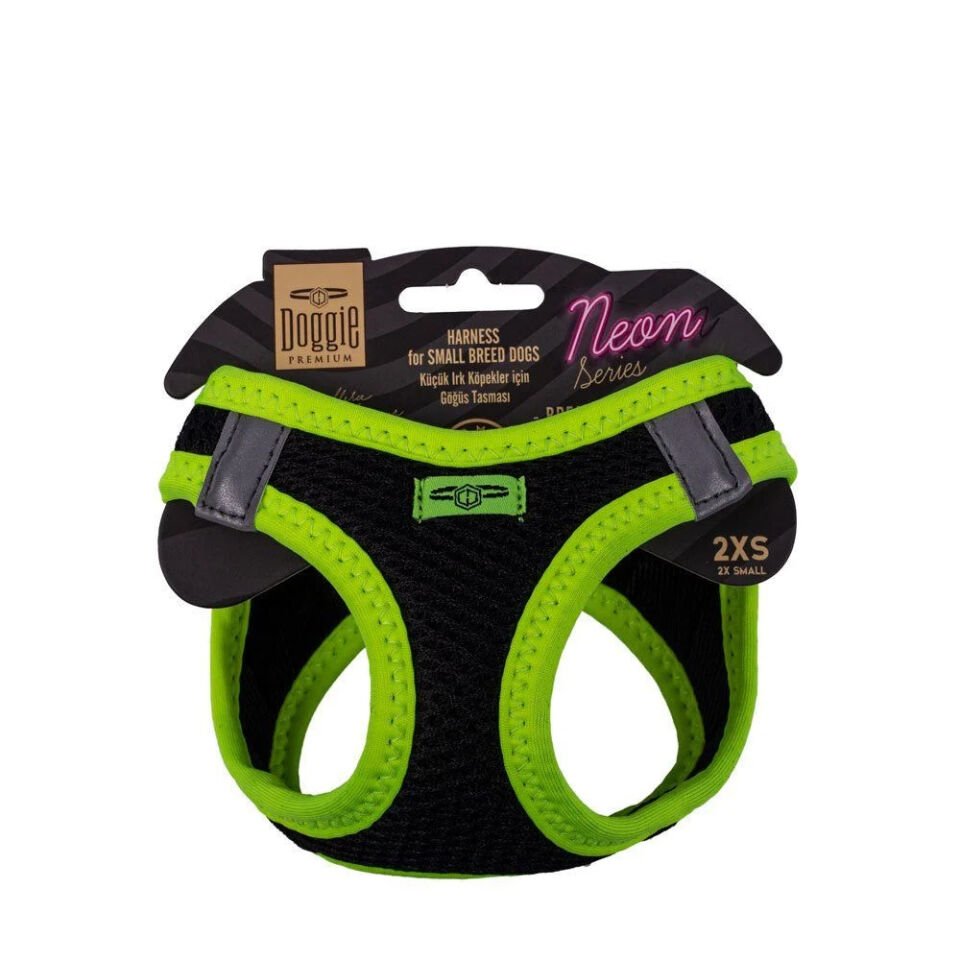 Doggie Havalı Dokuma Neon Küçük Irk Göğüs Tasması Sarı 26-30 cm (ANG-2XS)