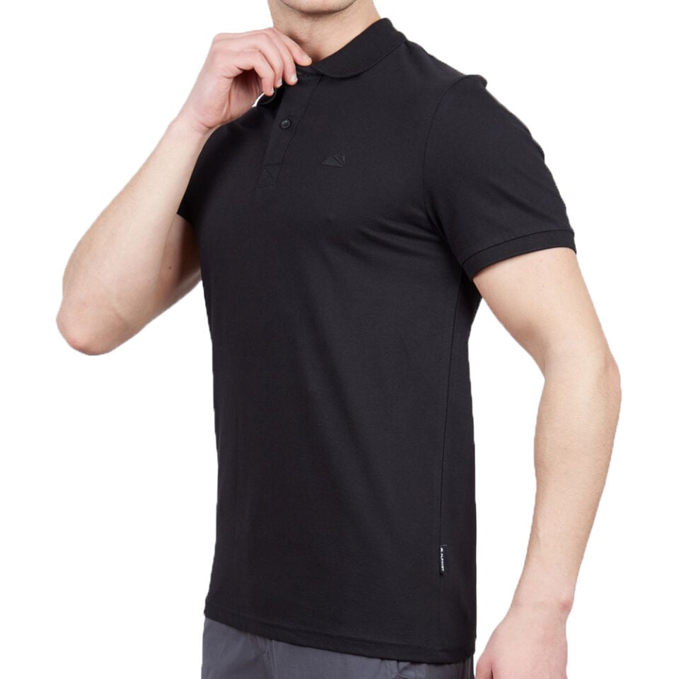 Erkek Polo Yaka Tişört - Pamuklu Spor Tişört - Stratus - Siyah (600303)