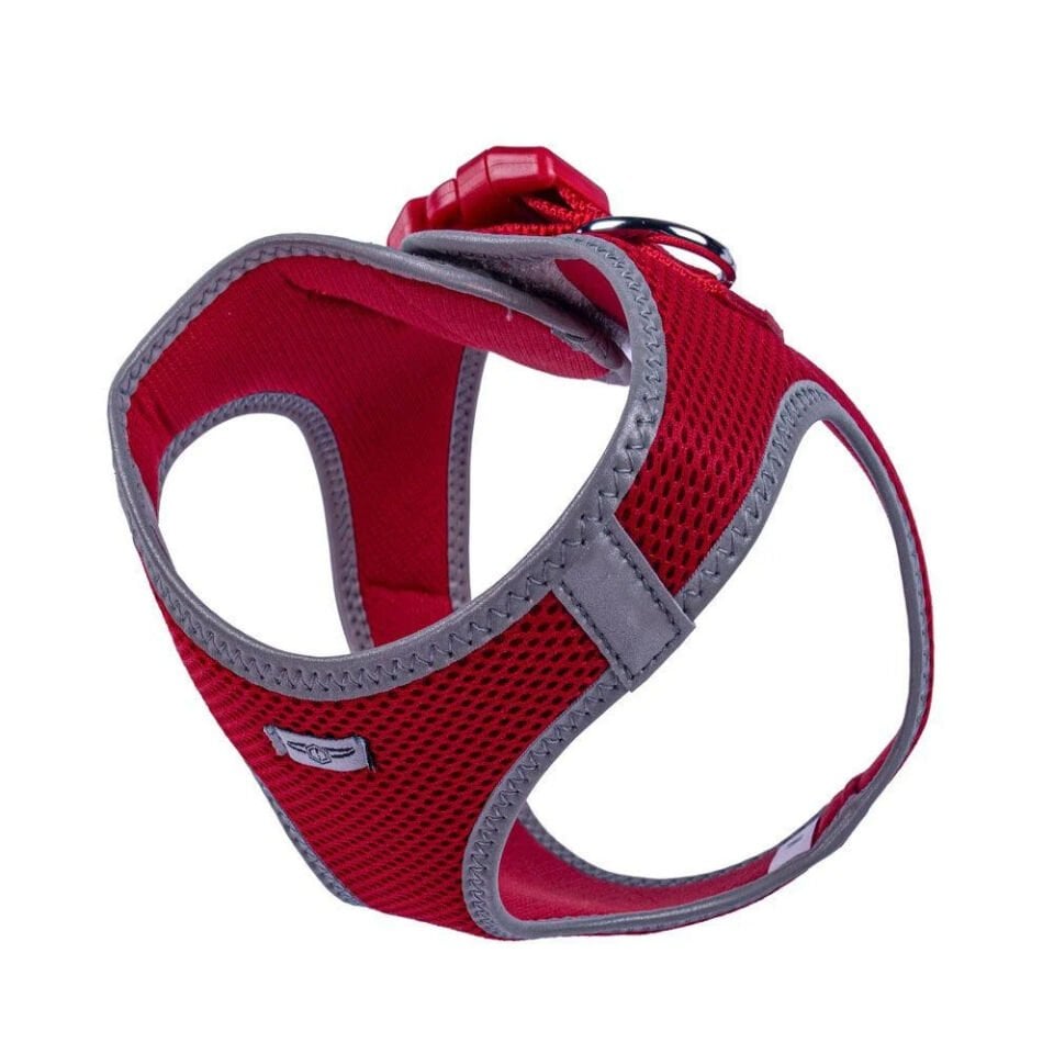 Doggie Havalı Dokuma Reflektörlü Küçük Irk Göğüs Tasması Red 38-44 cm(ARG-M)