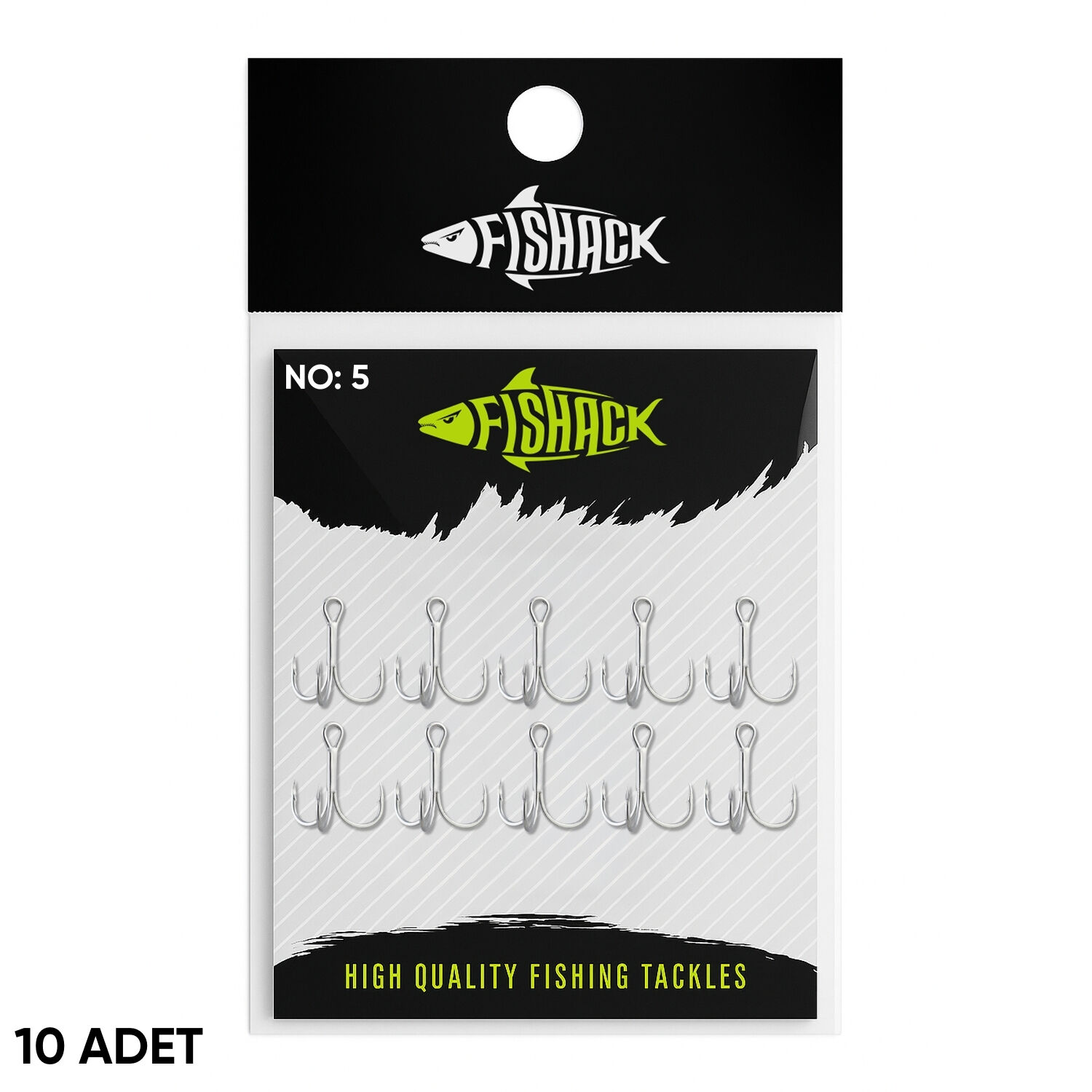Üçlü İğne - Nikel Üçlü Kanca - Fishack 3210 - 10 Adet - No: 5