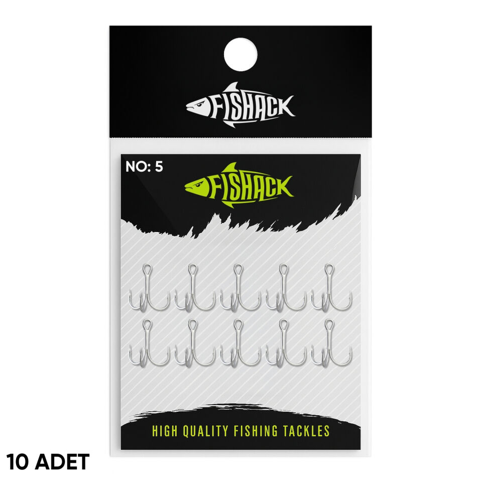 Üçlü İğne - Nikel Üçlü Kanca - Fishack 3210 - 10 Adet - No: 5
