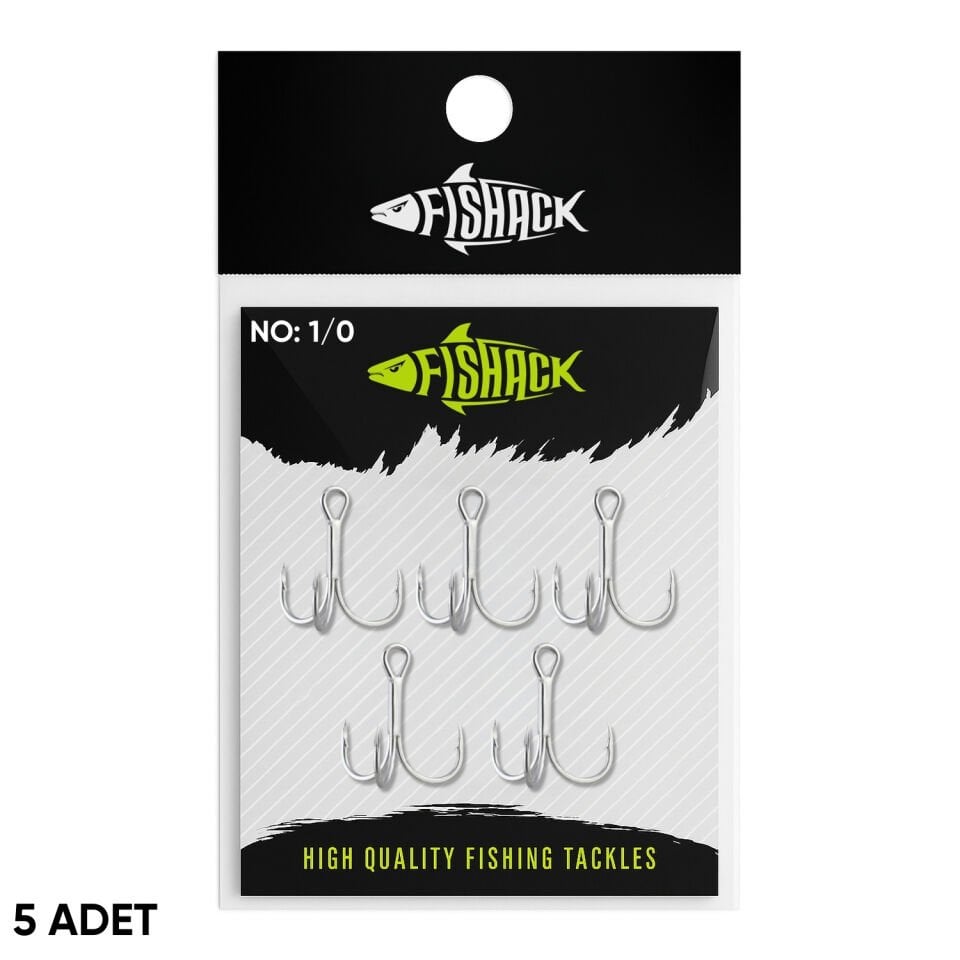 Üçlü İğne - Nikel Üçlü Kanca - Fishack 3210 - 5 Adet - No: 1/0