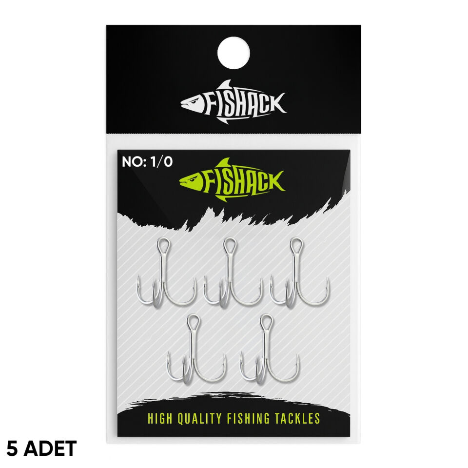 Üçlü İğne - Nikel Üçlü Kanca - Fishack 3210 - 5 Adet - No: 1/0