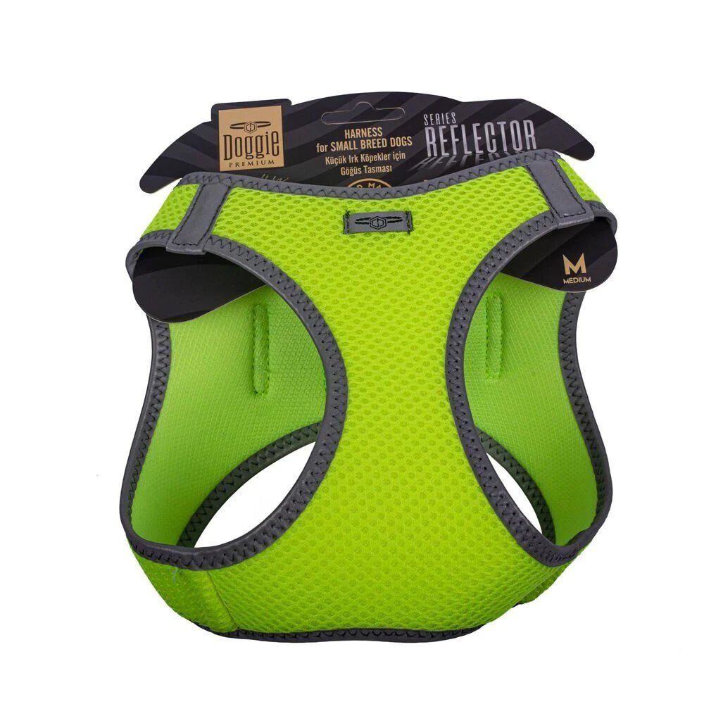 Doggie Havalı Dokuma Reflektörlü Küçük Irk Göğüs Tasması Yellow 38-44 cm(ARG-M)