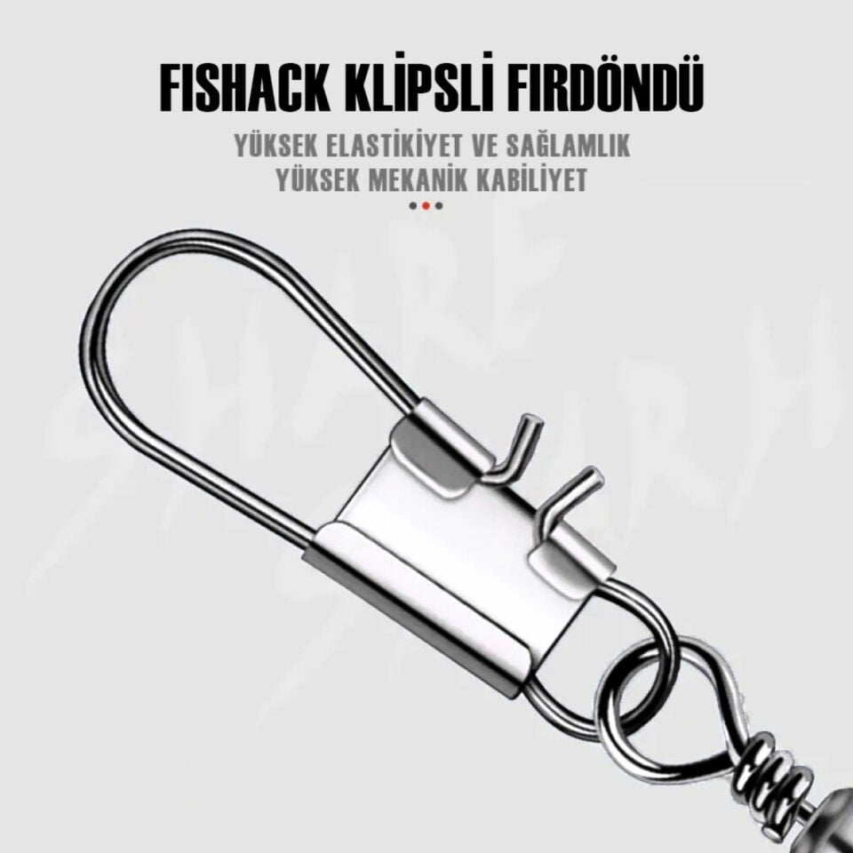 Fishack Paslanmaz Klipsli Fırdöndü Gümüş No: 5 12'li