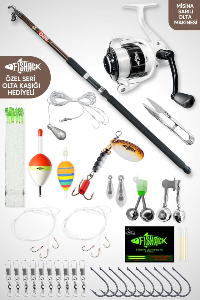 Deniz Ve Göl Surf Olta Takımı Seti 350cm Kamış 60/120gr / 60'lık Makine (Kahve)