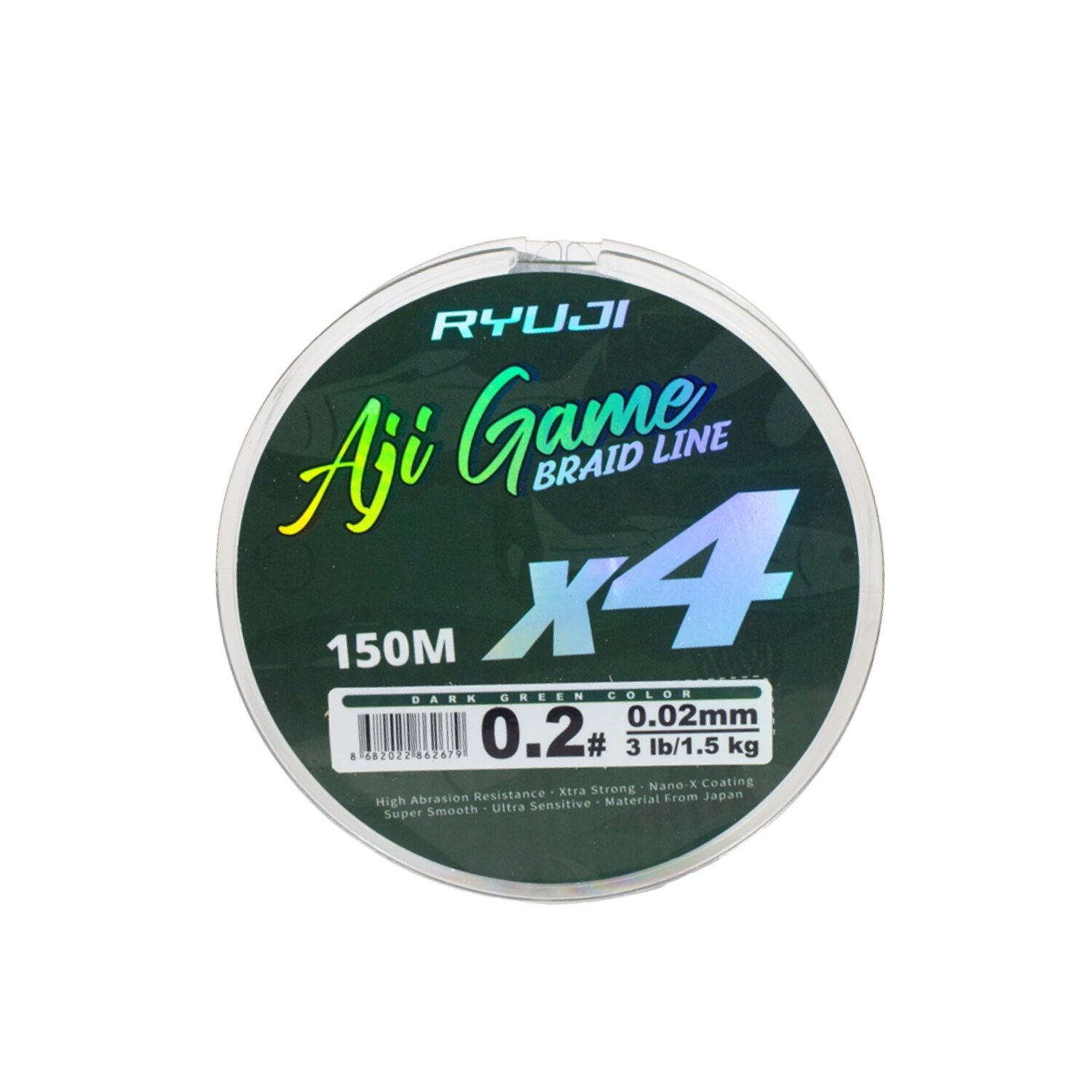 İp Örgü Misina - 4 Kat - Ryuji Aji Game - 150mt - Yeşil - 0.02mm