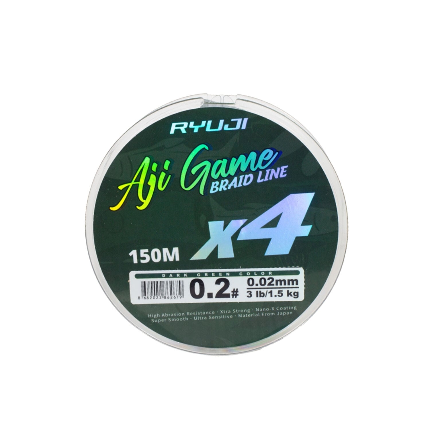 İp Örgü Misina - 4 Kat - Ryuji Aji Game - 150mt - Yeşil - 0.02mm