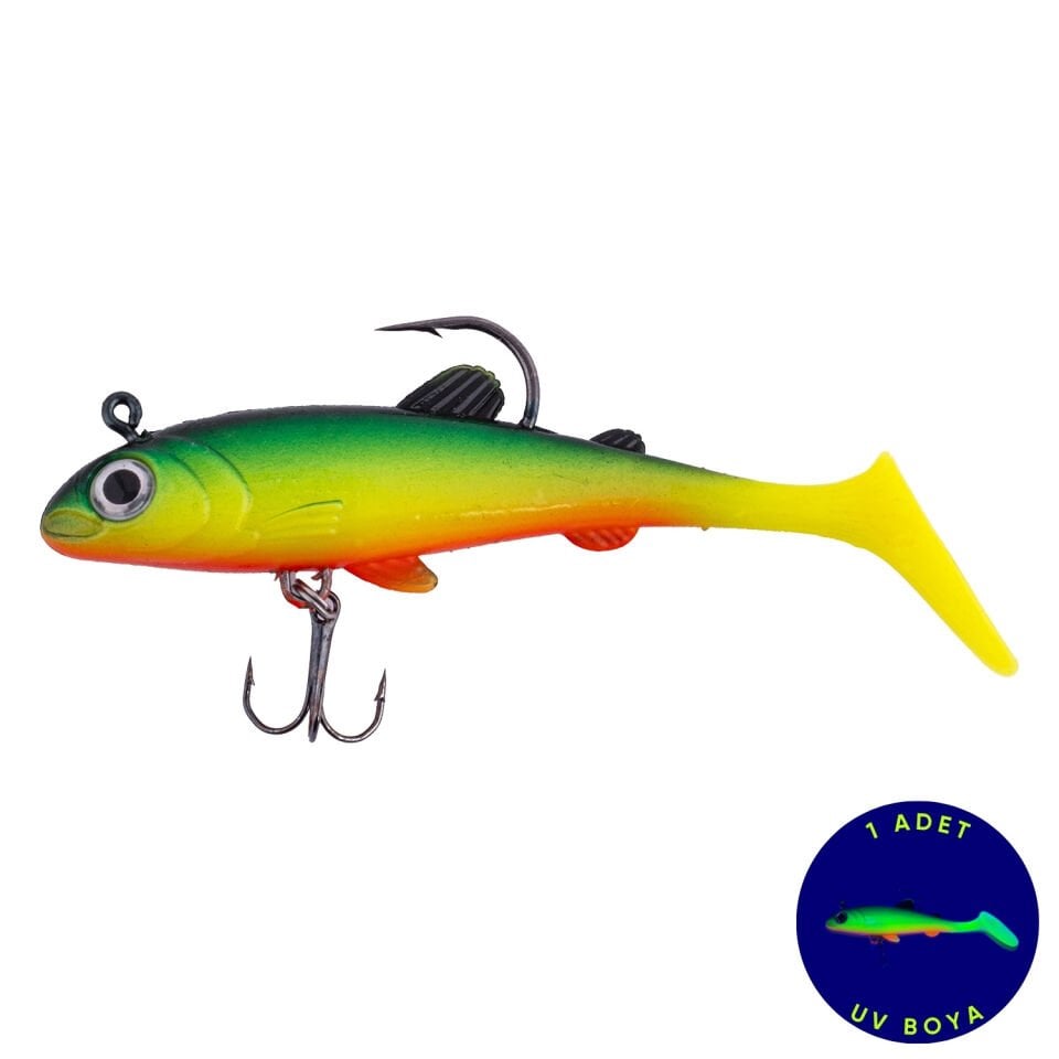 Silikon Balık - 15g 100mm - Üçlü İğneli - Fishack - UV Boyalı - Liechen