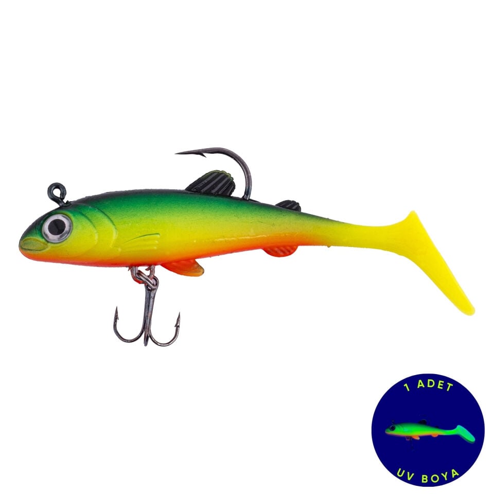 Silikon Balık - 15g 100mm - Üçlü İğneli - Fishack - UV Boyalı - Liechen