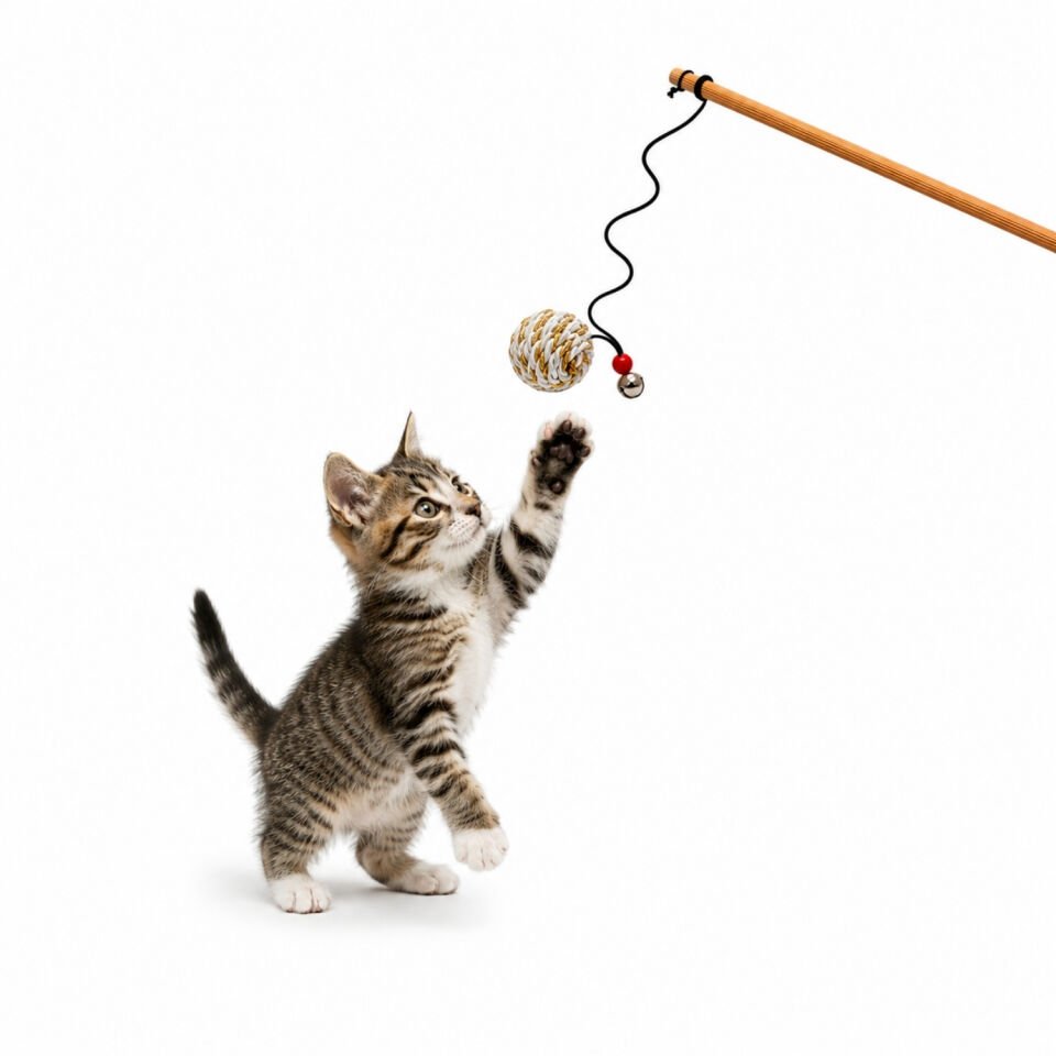 Kedi Oltası - Dawcat - İp Yumağı - Beyaz/Gold