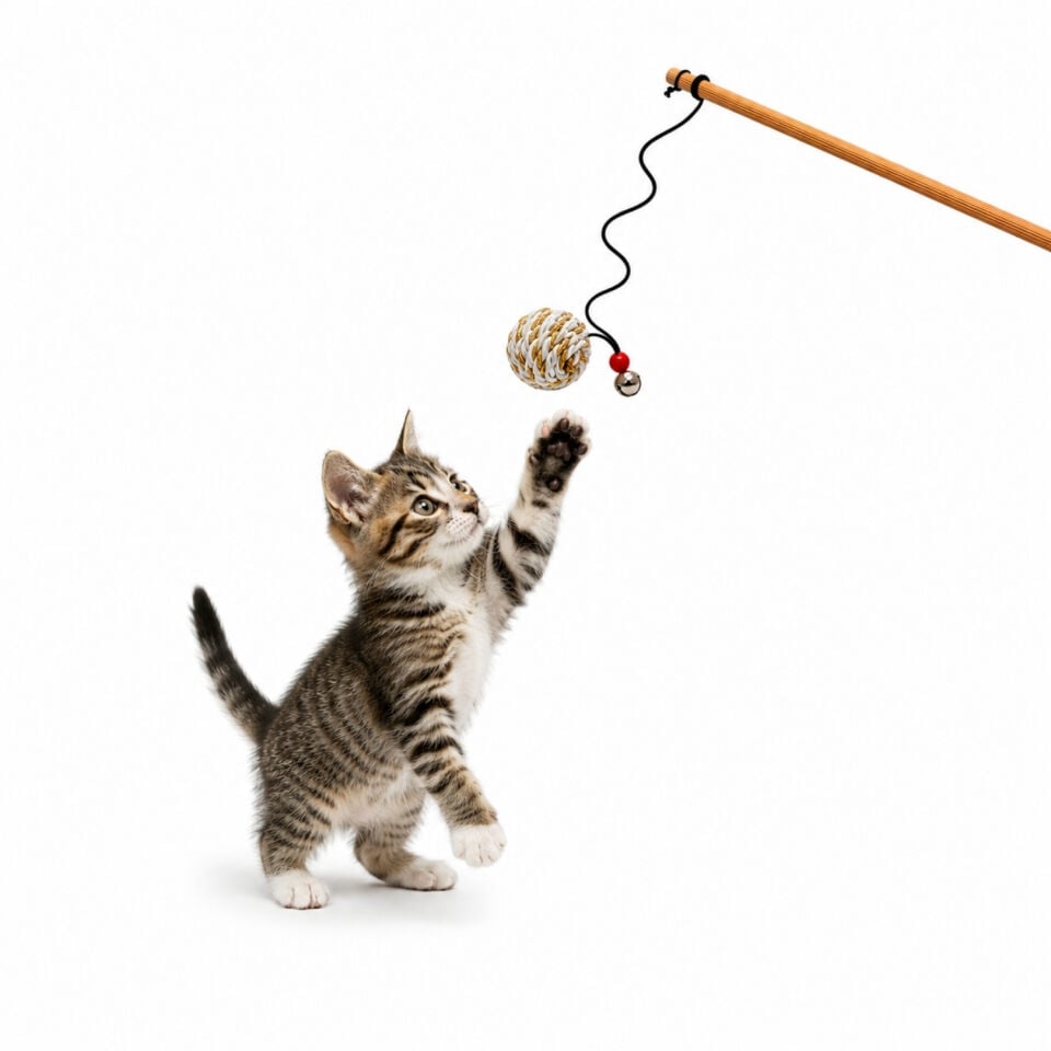 Kedi Oltası - Dawcat - İp Yumağı - Beyaz/Gold
