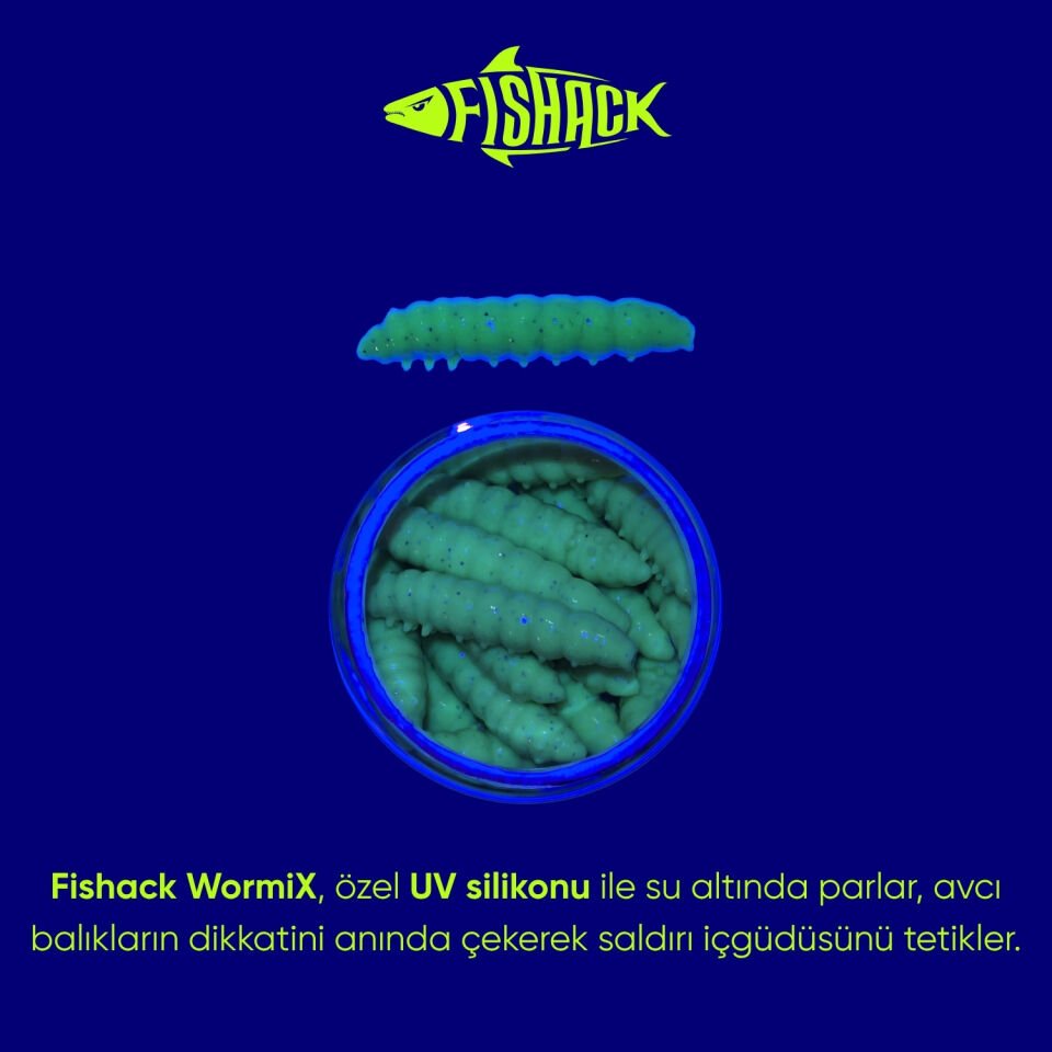 Yüzen Silikon Kurt - Glow Alabalık Yemi - 37mm - Peynir Kokulu - Küf Yeşili