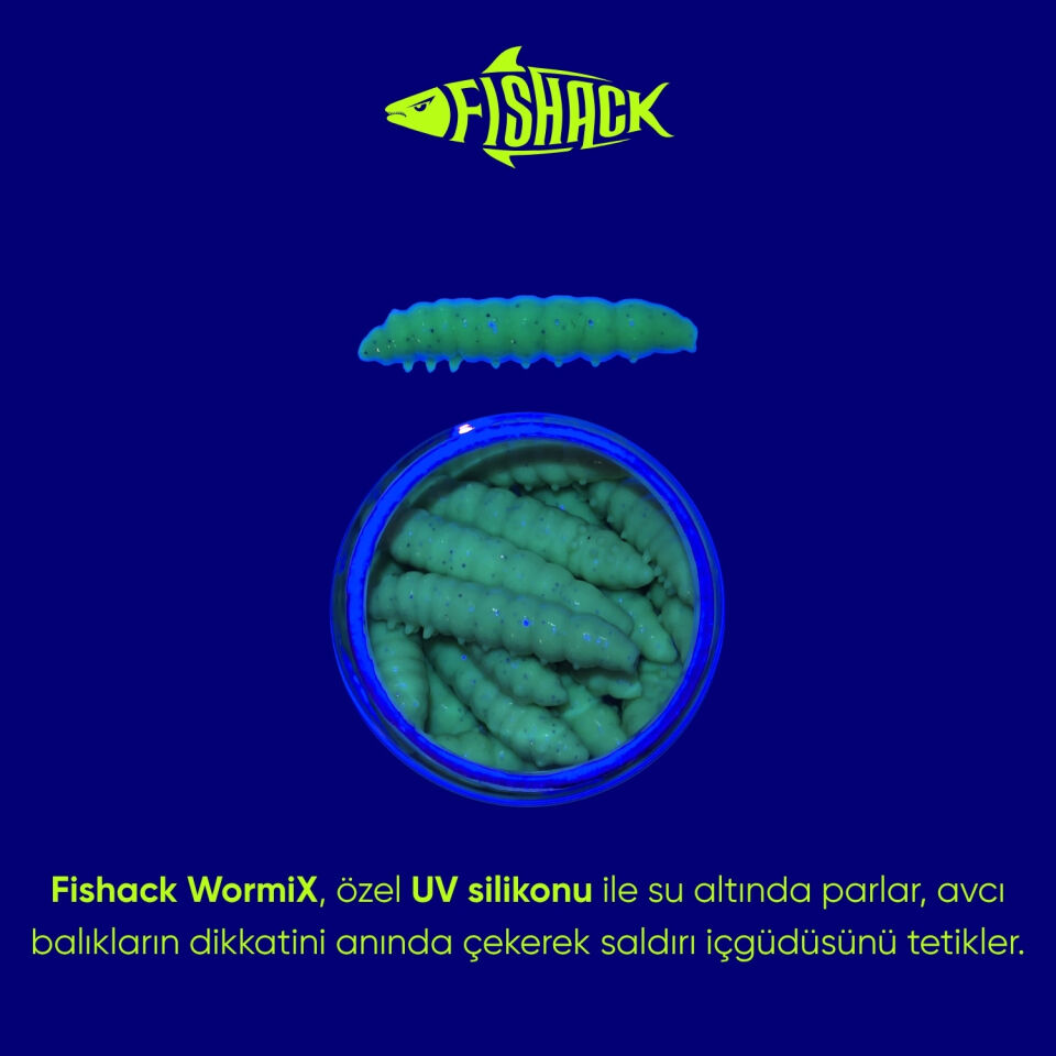 Yüzen Silikon Kurt - Glow Alabalık Yemi - 37mm - Peynir Kokulu - Küf Yeşili