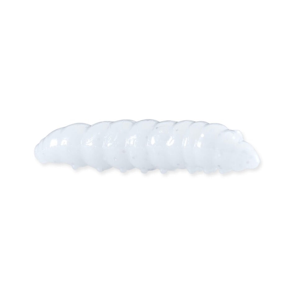 Yüzen Silikon Kurt - Glow Alabalık Yemi - 37mm - Sarımsak Kokulu - Beyaz
