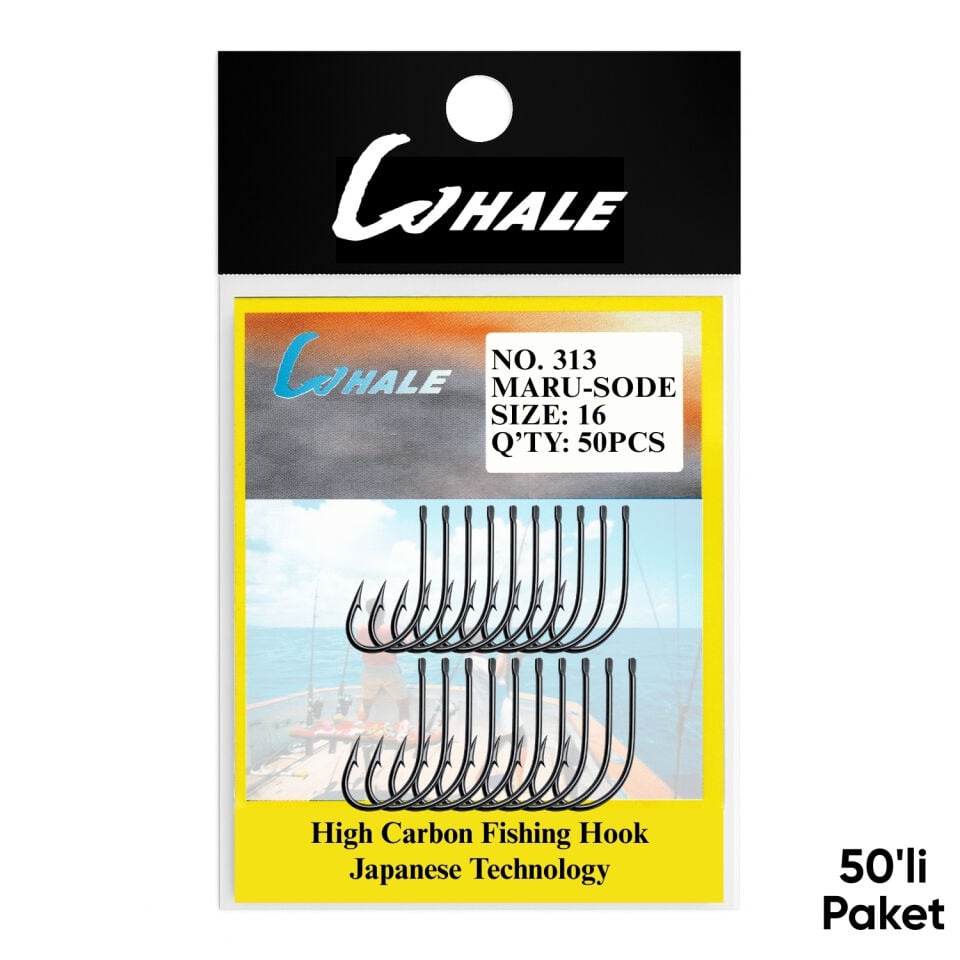 Olta İğnesi - Whale - Maru Sode - Nikel - No: 16  (50'li Paket)