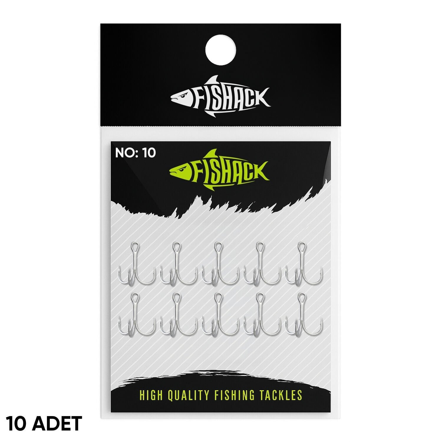Üçlü İğne - Nikel Üçlü Kanca - Fishack 3210 - 10 Adet - No 10