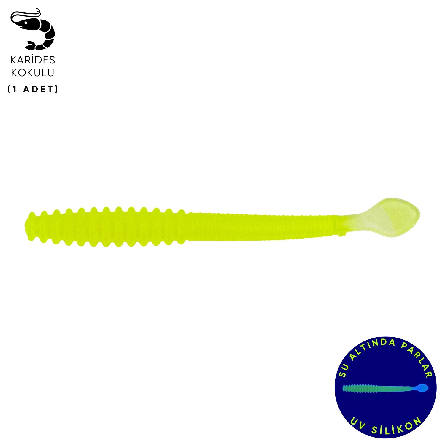 Silikon Kurt Yem - 2,2g 87mm - Fishack Wormix - Fluo Green