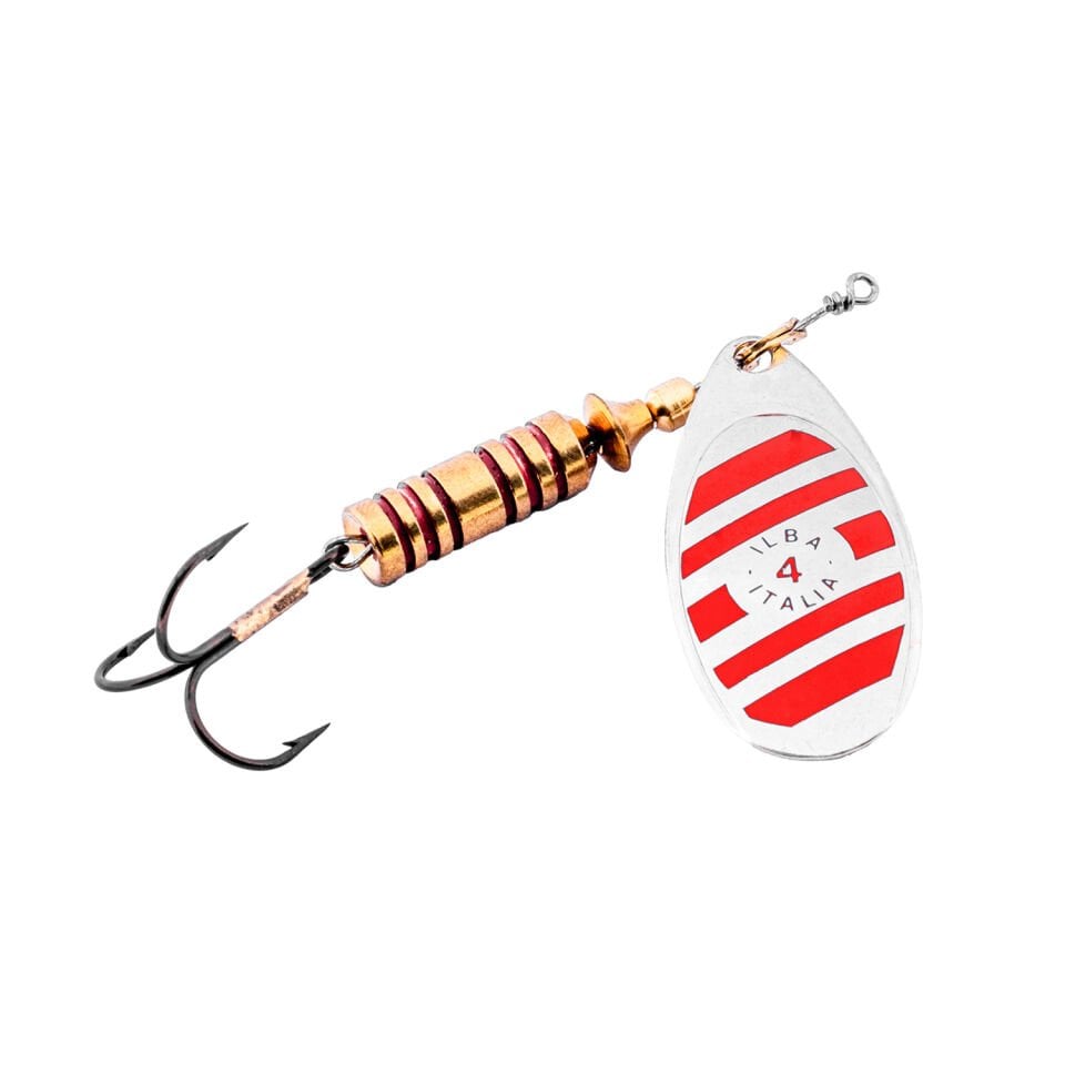 Alabalık Turna Döner Olta Kaşık - Ilba Zebra 21114 - Gümüş/Kırmızı - No:4