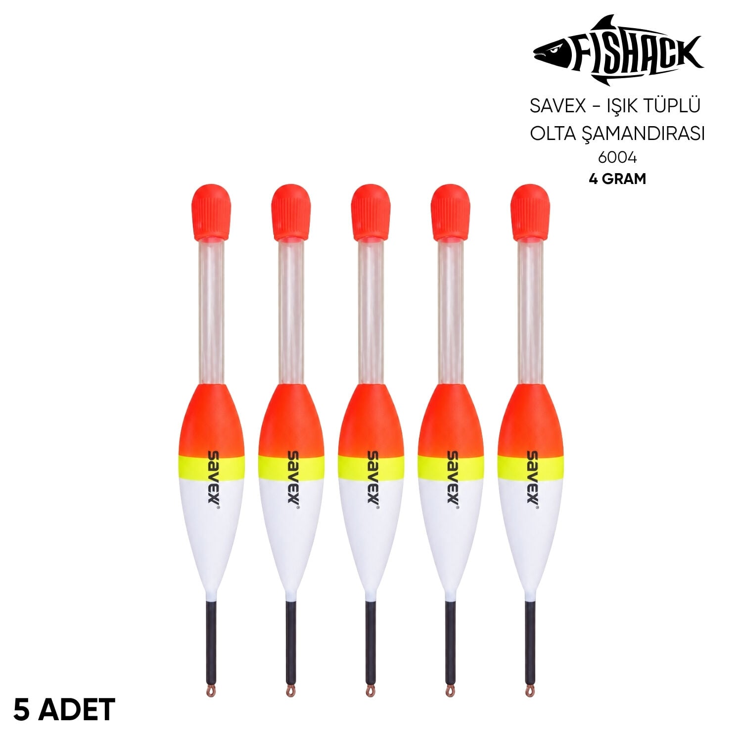 Işık Tüplü Olta Şamandırası - Savex - (6004) - 5 Adet - 4 gr