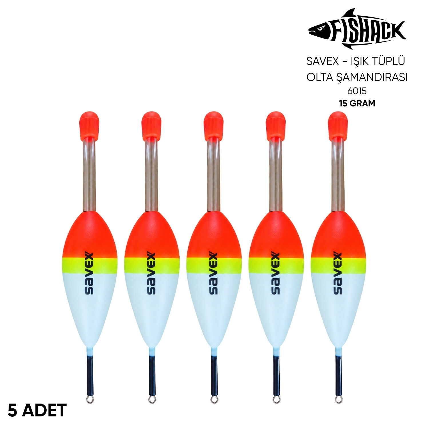 Işık Tüplü Olta Şamandırası - Savex - (6015) - 5 Adet - 15 gr