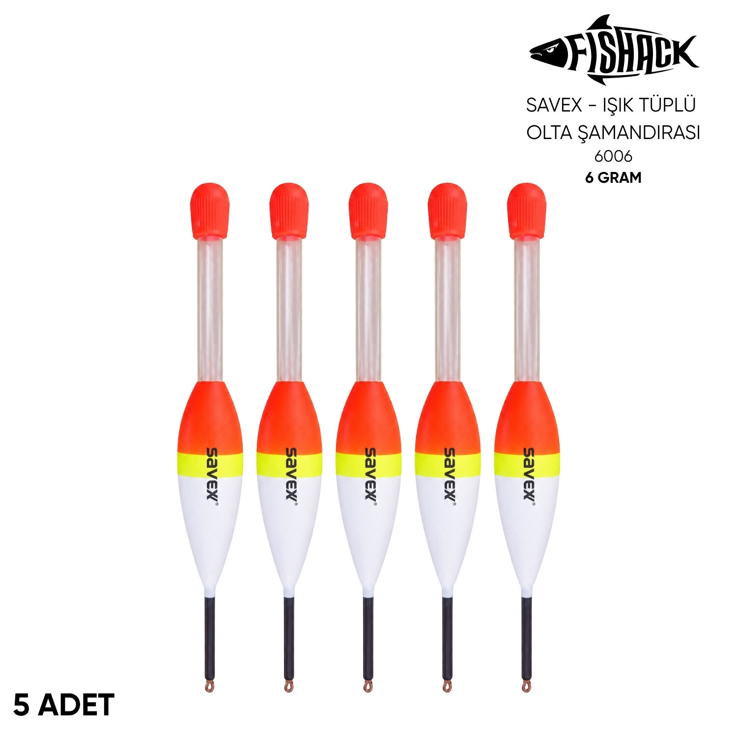 Işık Tüplü Olta Şamandırası - Savex - (6006) - 5 Adet - 6 gr