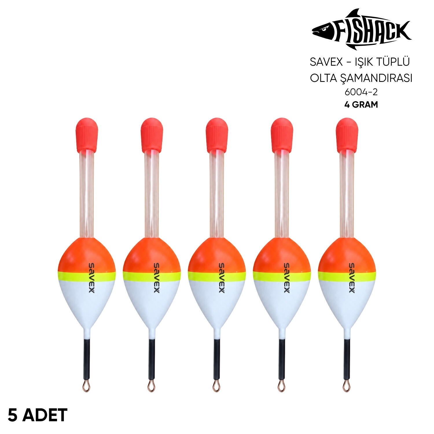 Işık Tüplü Olta Şamandırası - Savex - (6004-2) - 5 Adet - 4 gr