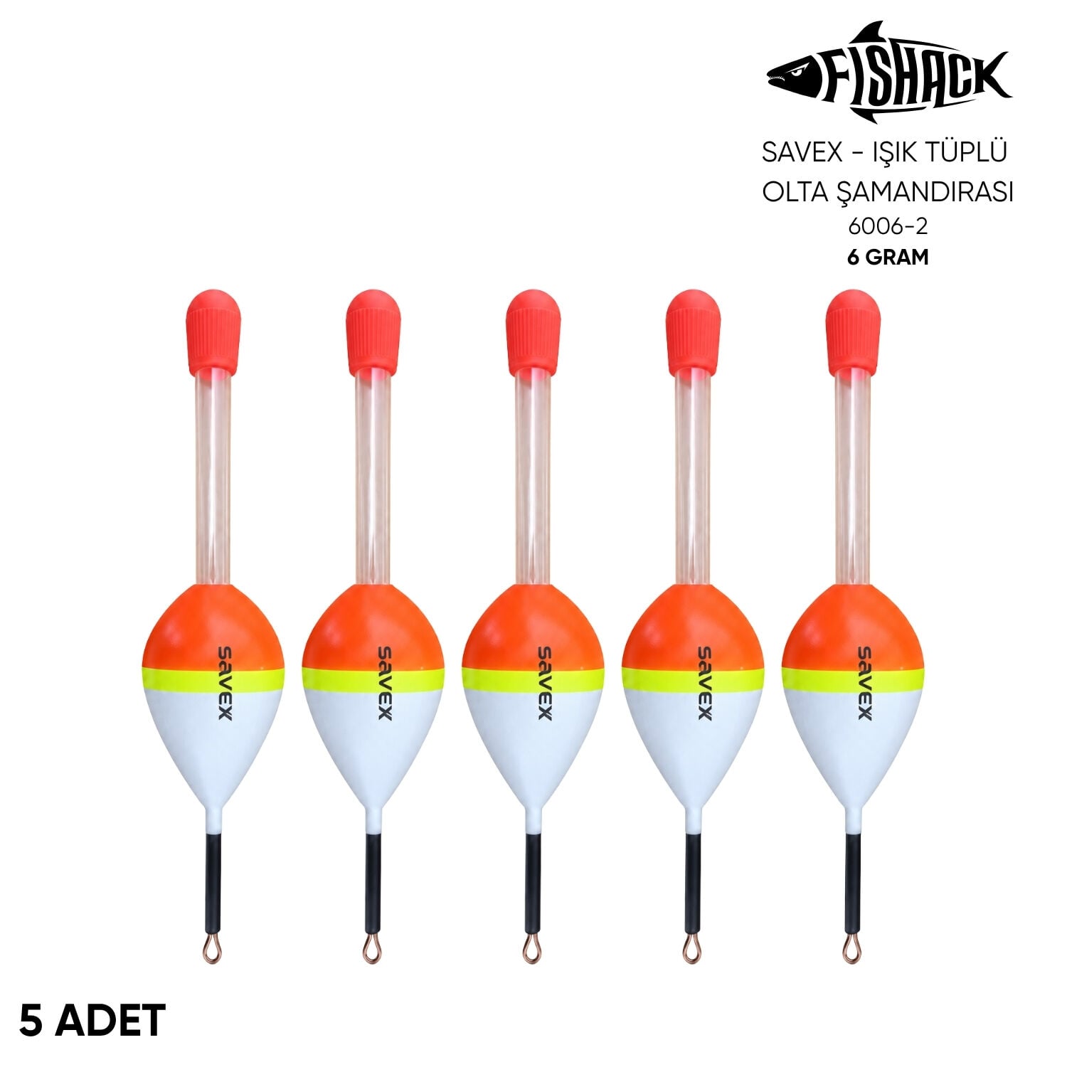 Işık Tüplü Olta Şamandırası - Savex - (6006-2) - 5 Adet - 6 gr