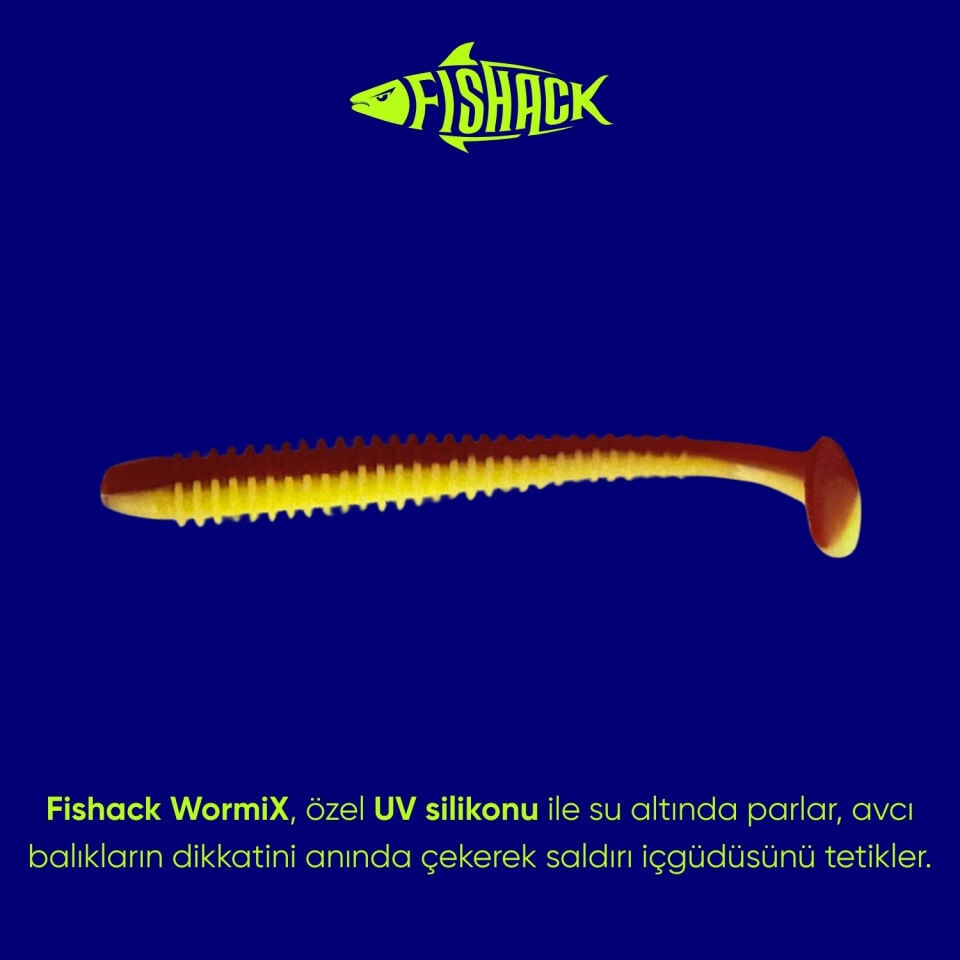 Silikon Kurt Yem - 4,2g 105mm - Turna/Levrek Silikonu - 1 Adet - Kırmızı/Sarı