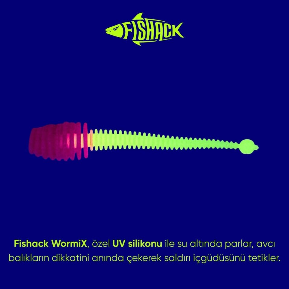 Silikon Kurt Yem - 2,1g 70mm - Fishack Wormix - 1 Adet - Pembe/Beyaz