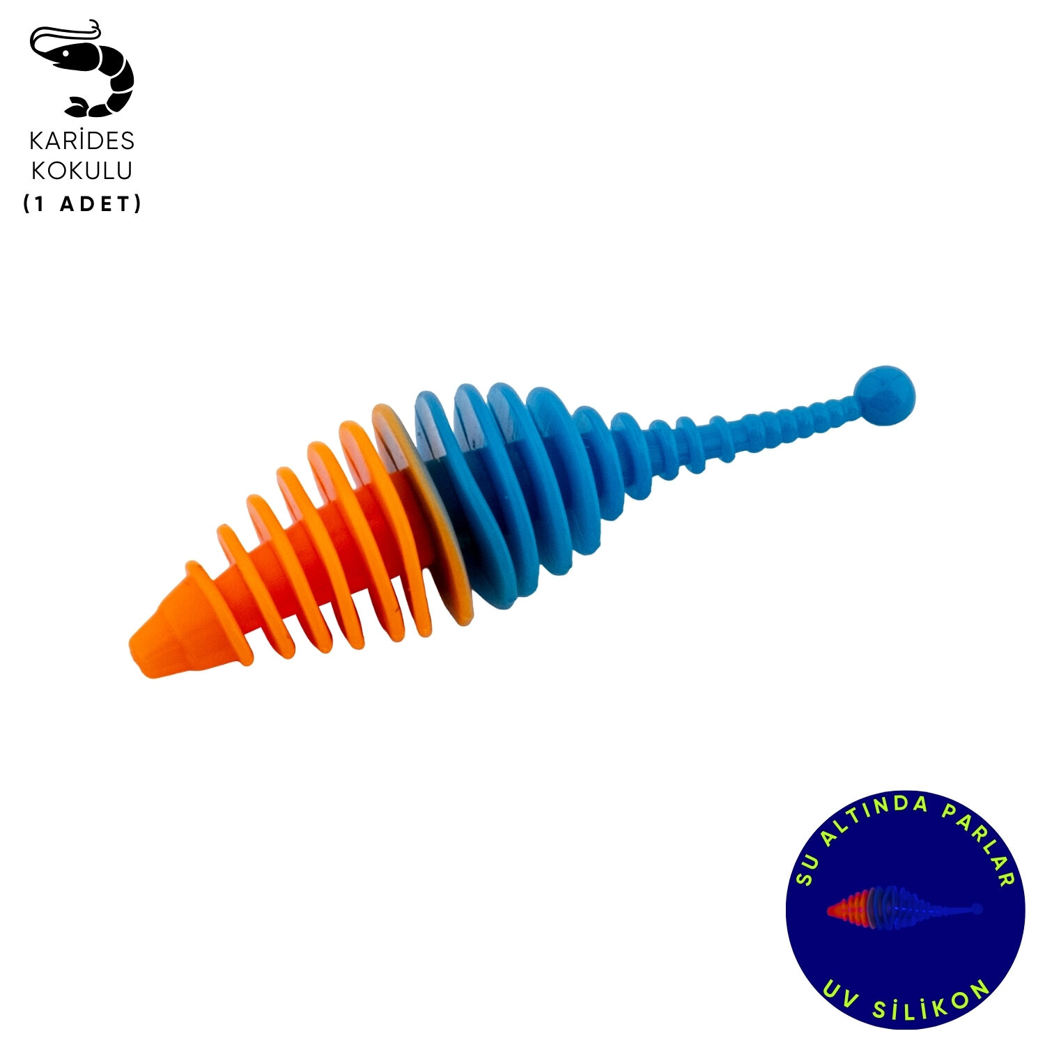 Silikon Kurt Yem - 3g 65mm - Fishack Wormix - 1 Adet - Turuncu/Mavi