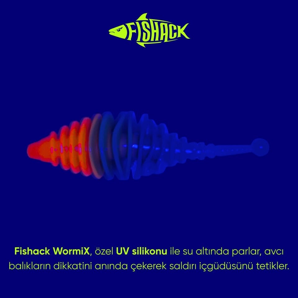 Silikon Kurt Yem - 3g 65mm - Fishack Wormix - 1 Adet - Turuncu/Mavi