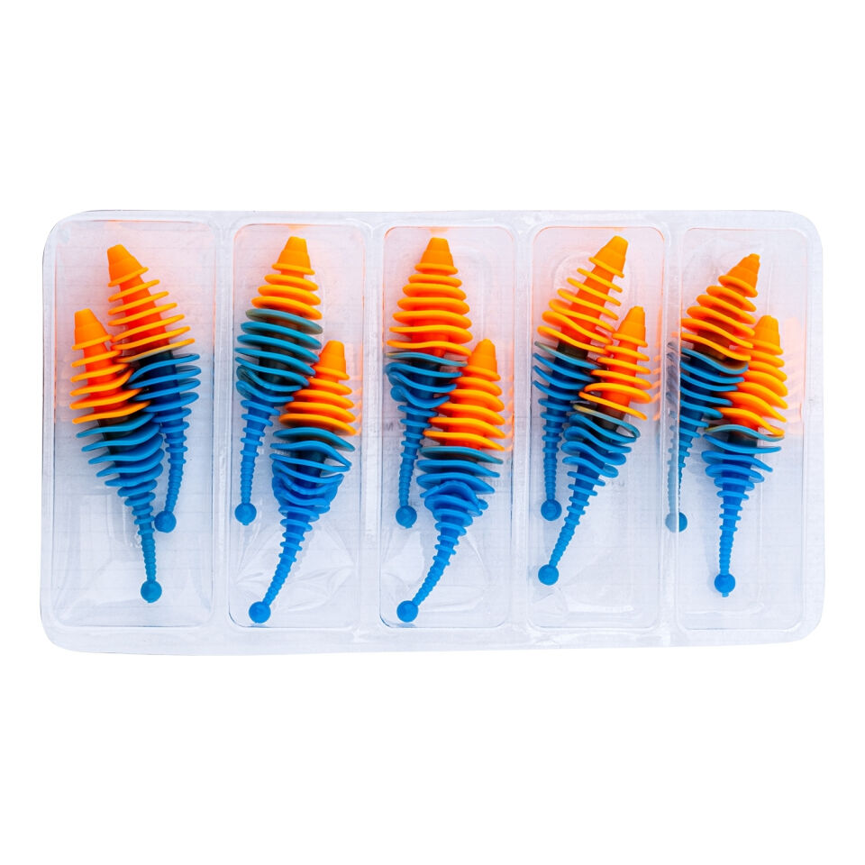 Silikon Kurt Yem - 3g 65mm - Fishack Wormix - 1 Adet - Turuncu/Mavi