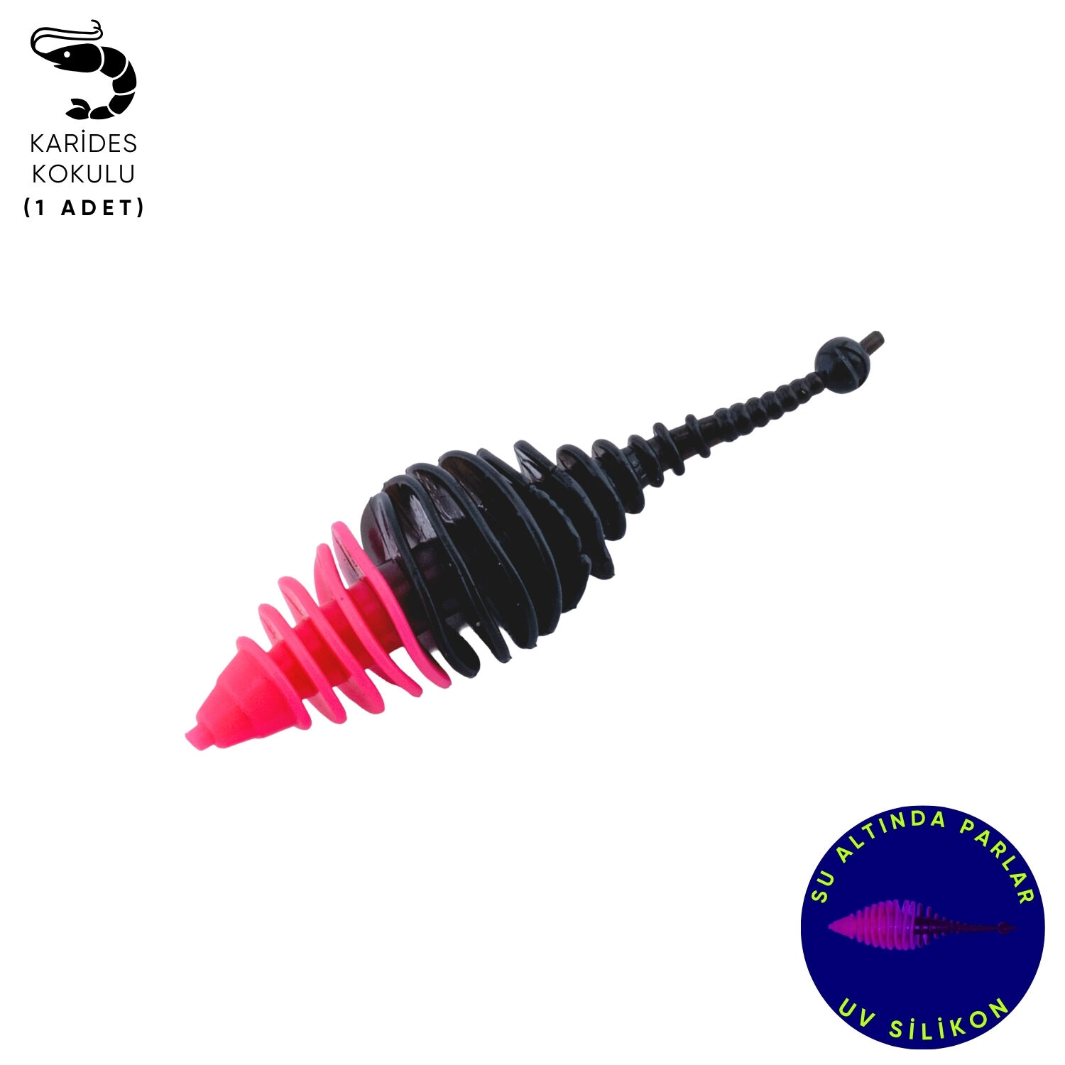Silikon Kurt Yem - 3g 65mm - Fishack Wormix - 1 Adet - Pembe/Siyah