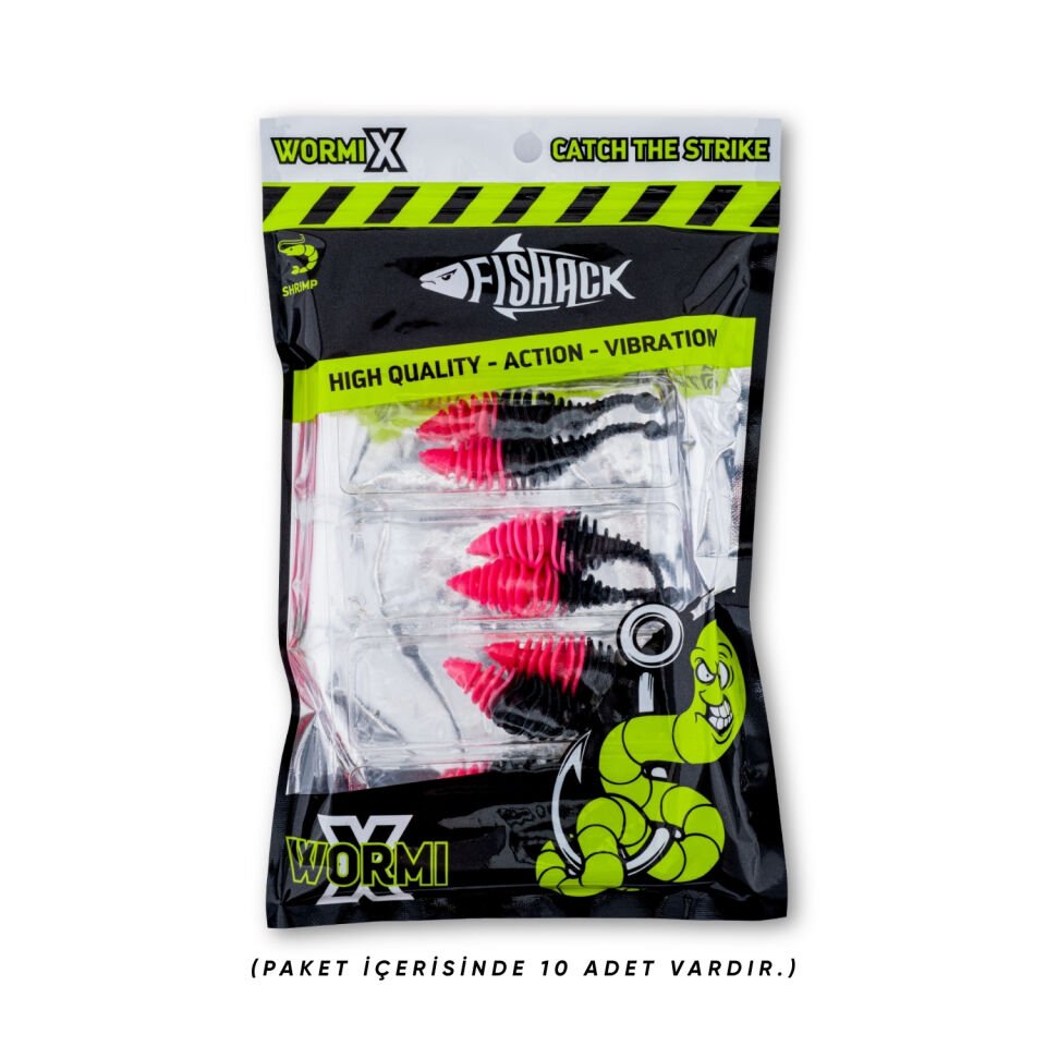 Silikon Kurt Yem - 3g 65mm - Fishack Wormix - 1 Adet - Pembe/Siyah