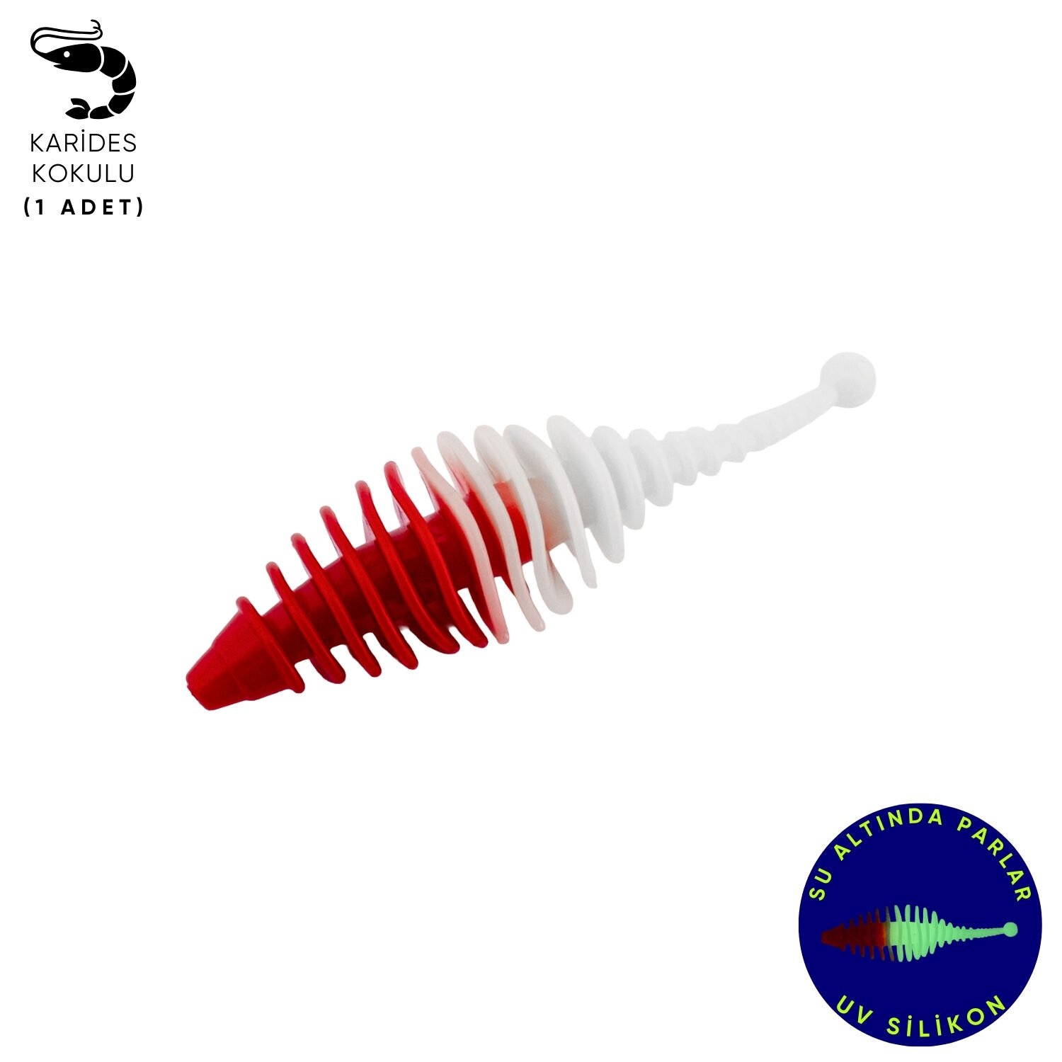 Silikon Kurt Yem - 3g 65mm - Fishack Wormix - 1 Adet - Kırmızı/Beyaz