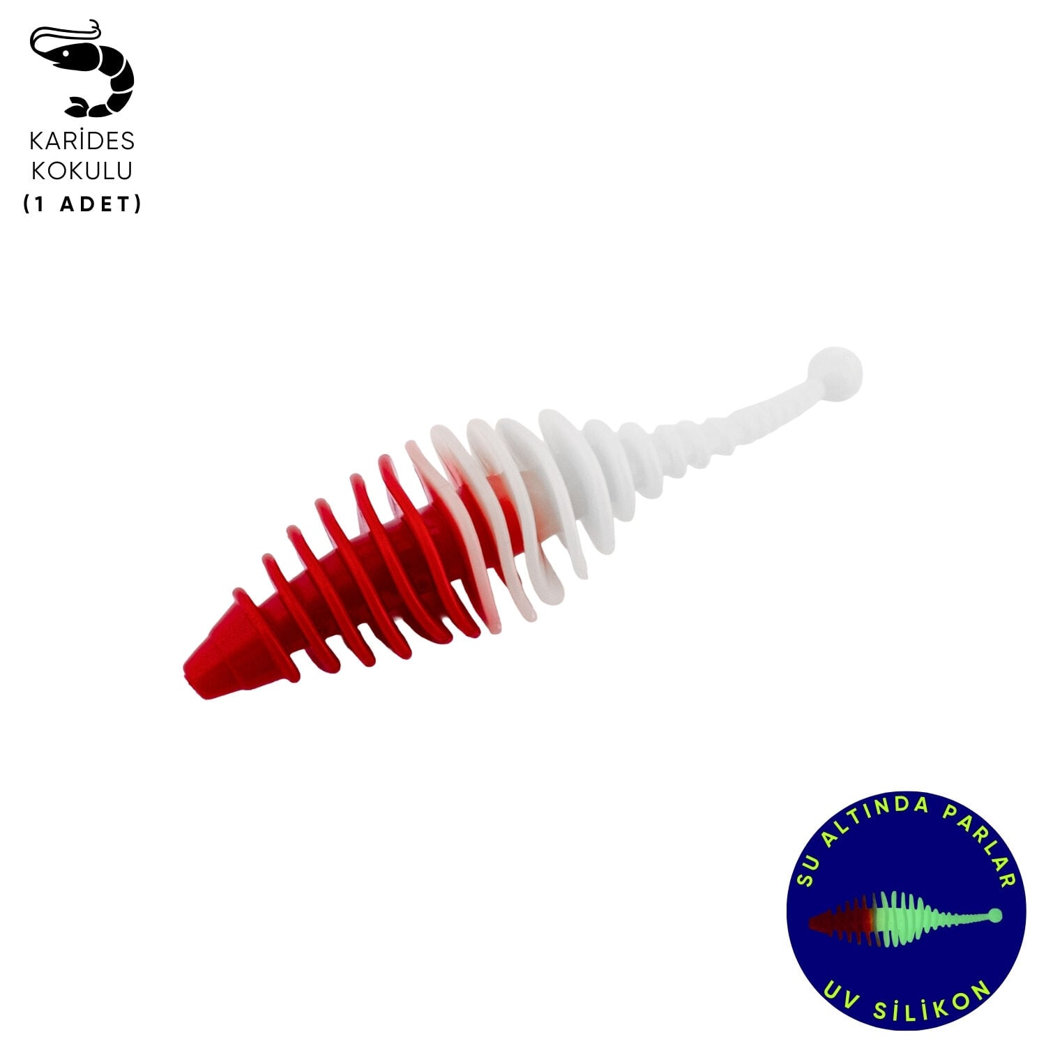 Silikon Kurt Yem - 3g 65mm - Fishack Wormix - 1 Adet - Kırmızı/Beyaz