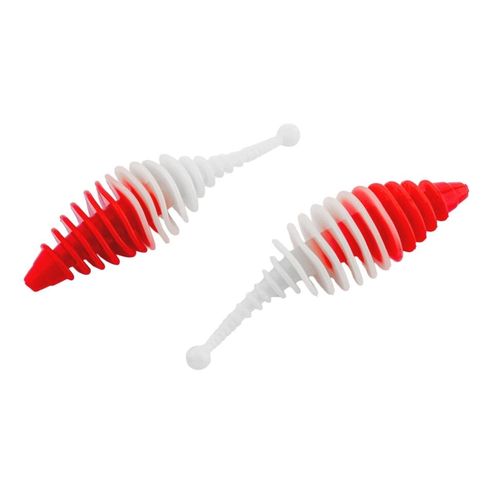 Silikon Kurt Yem - 3g 65mm - Fishack Wormix - 1 Adet - Kırmızı/Beyaz