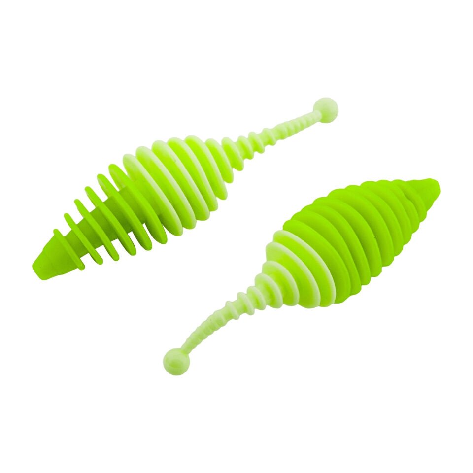 Silikon Kurt Yem - 3g 65mm - Fishack Wormix - 1 Adet - Yeşil/Beyaz