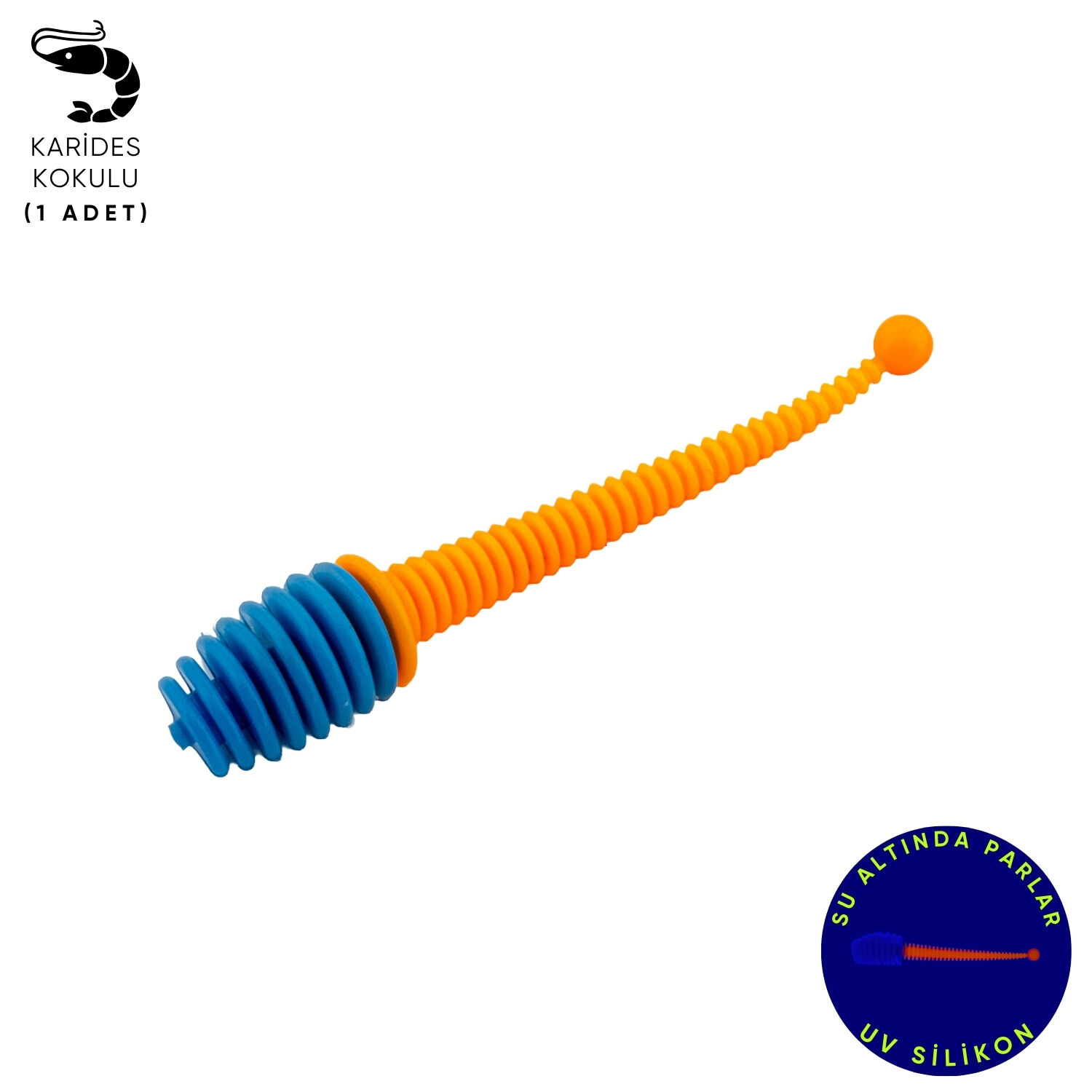 Silikon Kurt Yem - 2,1g 70mm - Fishack Wormix - 1 Adet - Mavi/Turuncu
