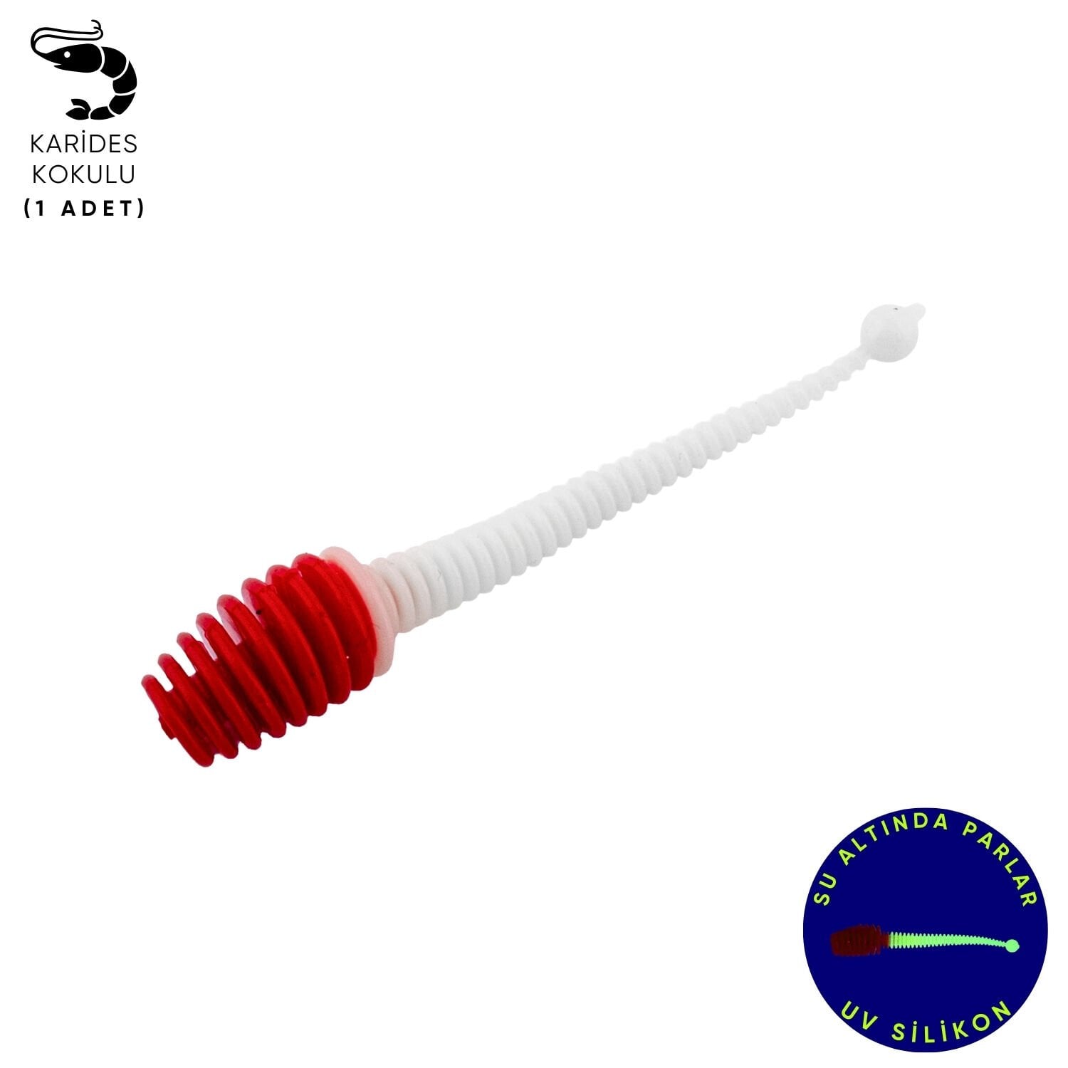 Silikon Kurt Yem - 2,1g 70mm - Fishack Wormix - 1 Adet - Kırmızı/Beyaz