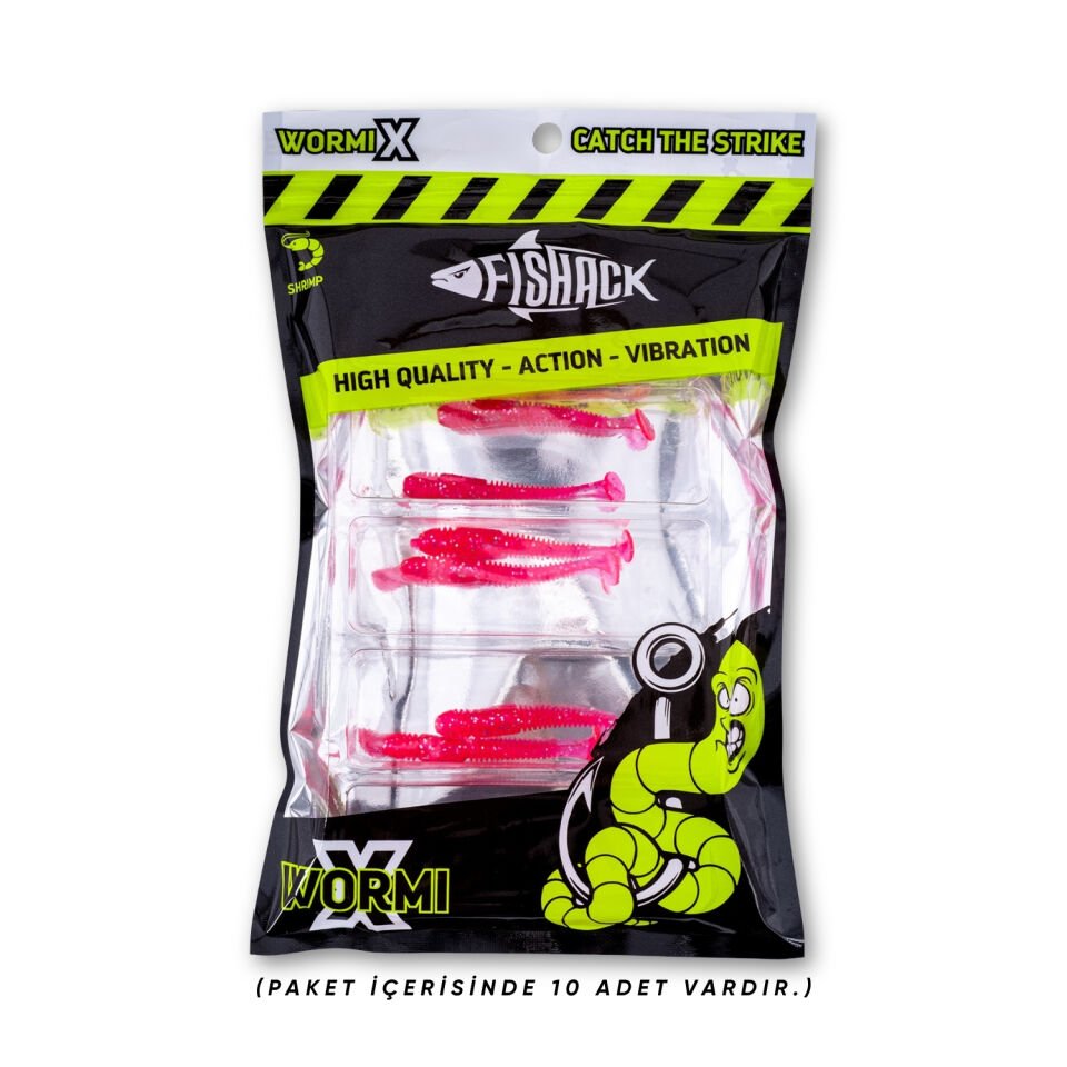 Silikon Kurt Yem - 1,1g 55mm - Fishack Wormix - 1 Adet - UV - Pembe