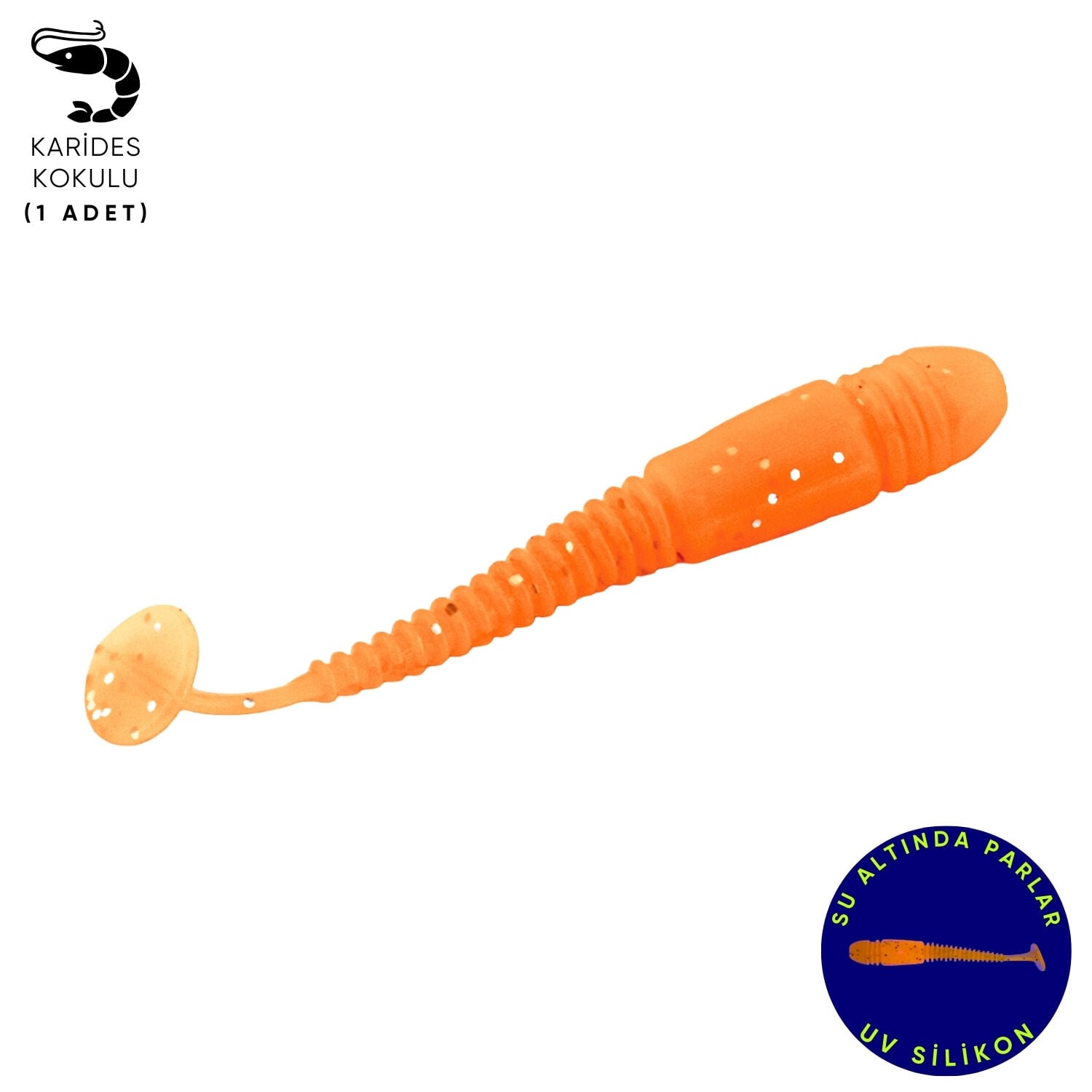 Silikon Kurt Yem - 1,1g 55mm - Fishack Wormix - 1 Adet - UV - Turuncu