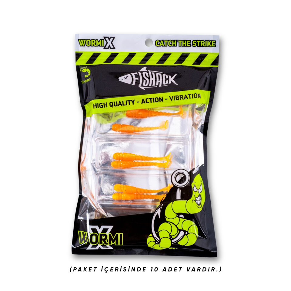 Silikon Kurt Yem - 1,1g 55mm - Fishack Wormix - 1 Adet - UV - Turuncu