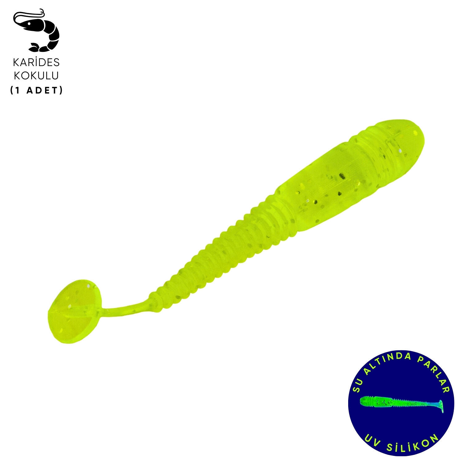 Silikon Kurt Yem - 1,1g 55mm - Fishack Wormix - 1 Adet - UV - Fluo Green