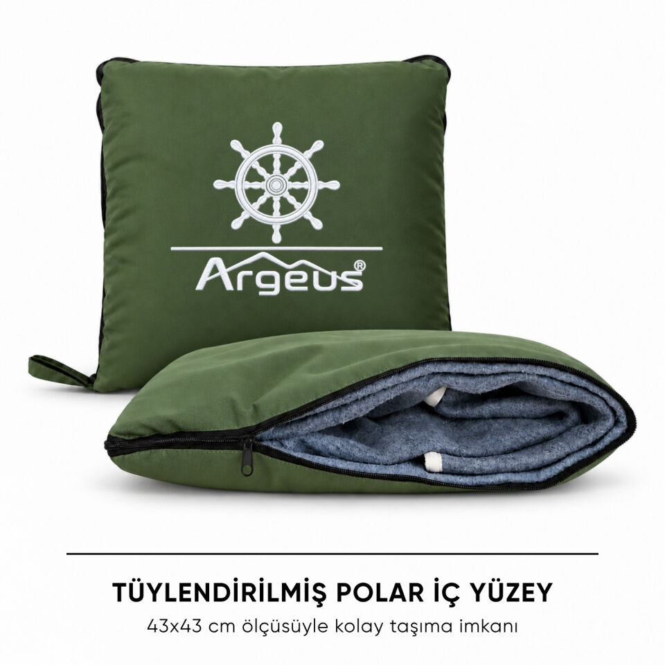 Kamp Minderi & Katlanabilir Kamp Battaniyesi - Argeus - Dümen Nakışlı - Yeşil