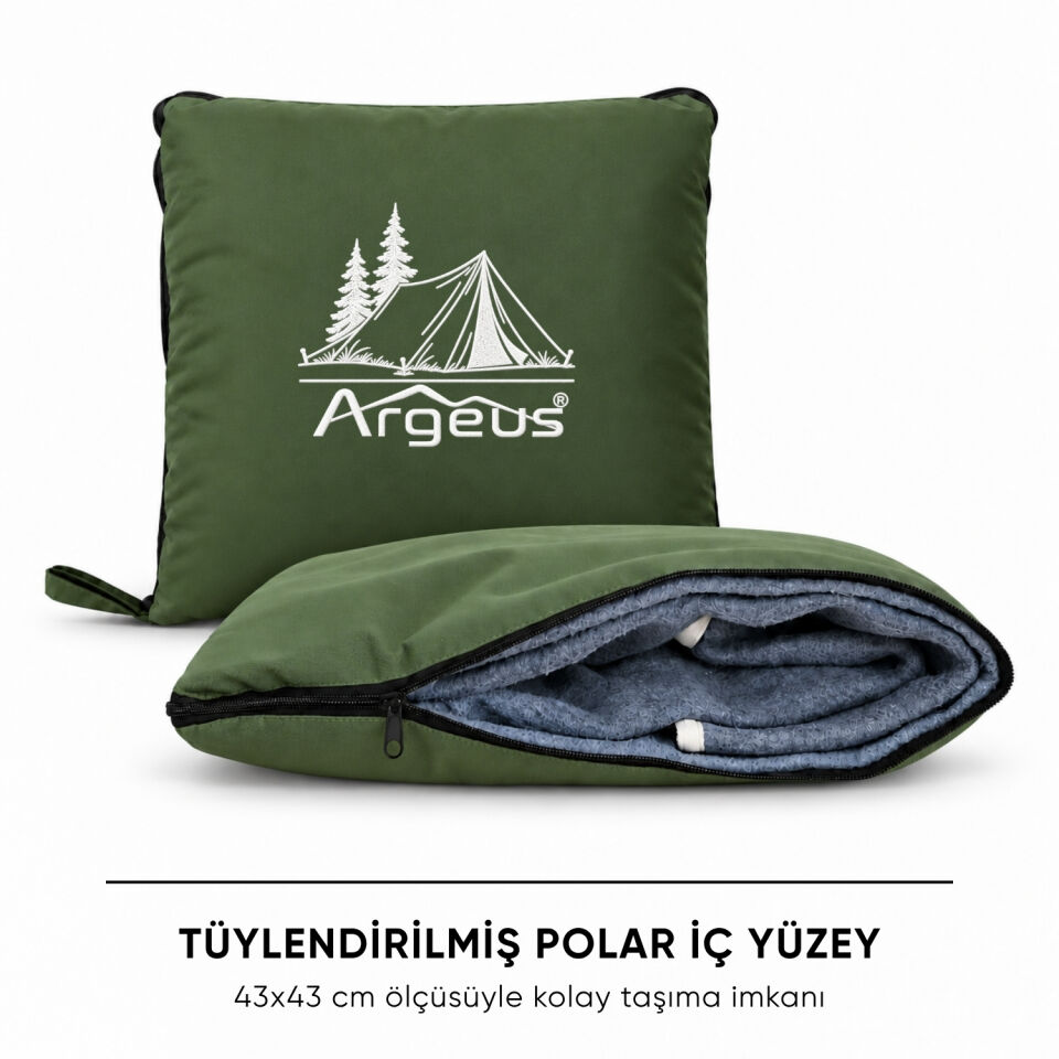 Kamp Minderi & Katlanabilir Kamp Battaniyesi - Argeus - Çadır Nakışlı - Yeşil